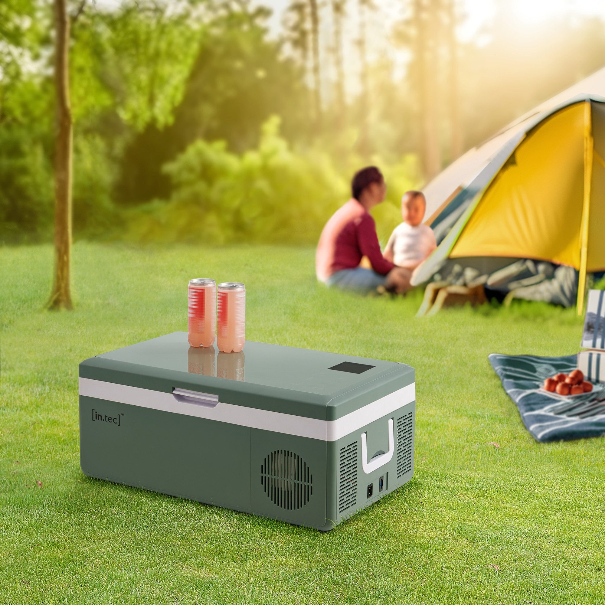 in.tec Kühlbox, »Arnesano« Autokühlschrank ABS-Kunststoff 15 L Army-Grün