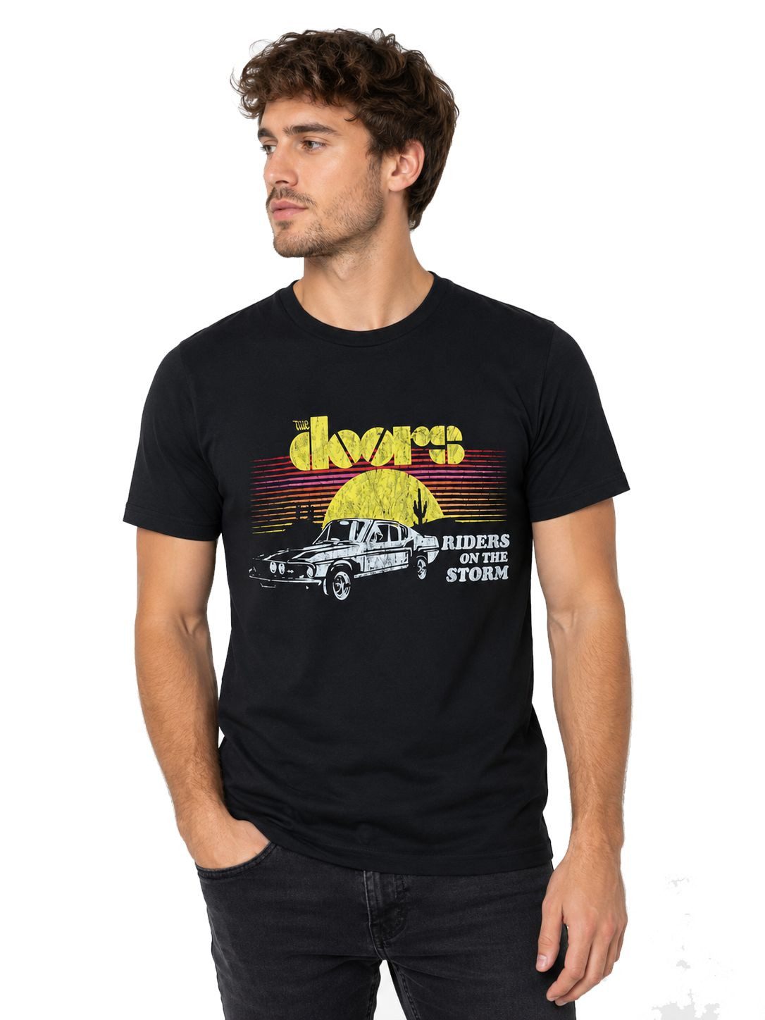 coole-fun-t-shirts Print-Shirt The Doors Riders on the Storm T-Shirt Schwarz Vintage Rock Band The Doorts Riders TSHIRT Band Merchandise, Fanartikel + Konzertshirt