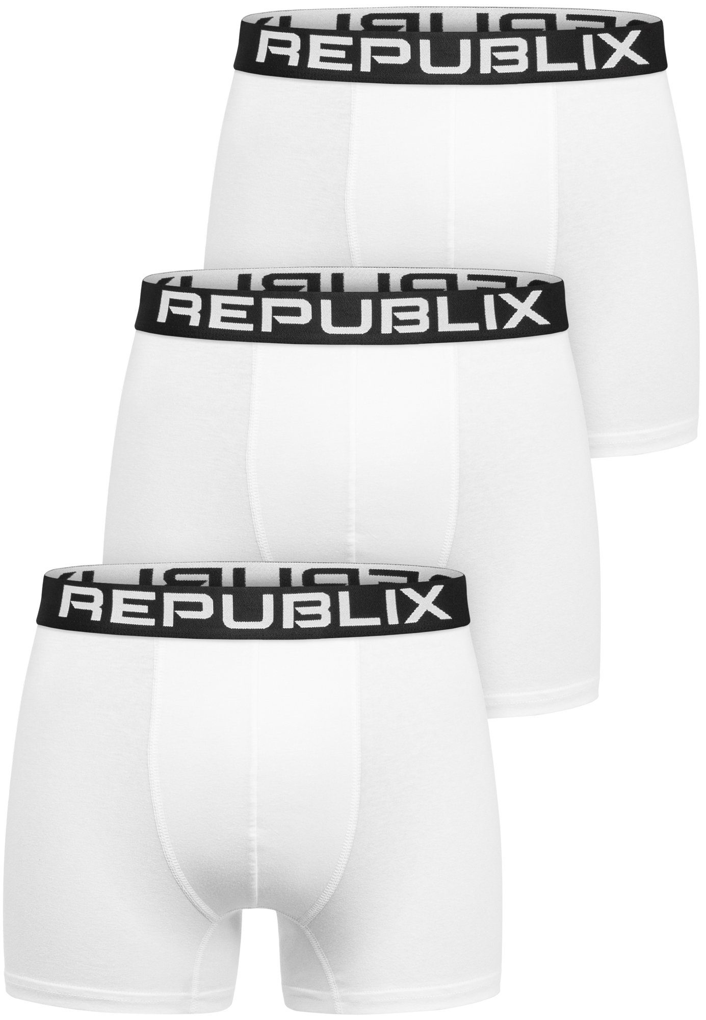 Männer Unterhose Boxershorts Baumwolle DON Weiß/Schwarz REPUBLIX Herren (3er-Pack) Unterwäsche