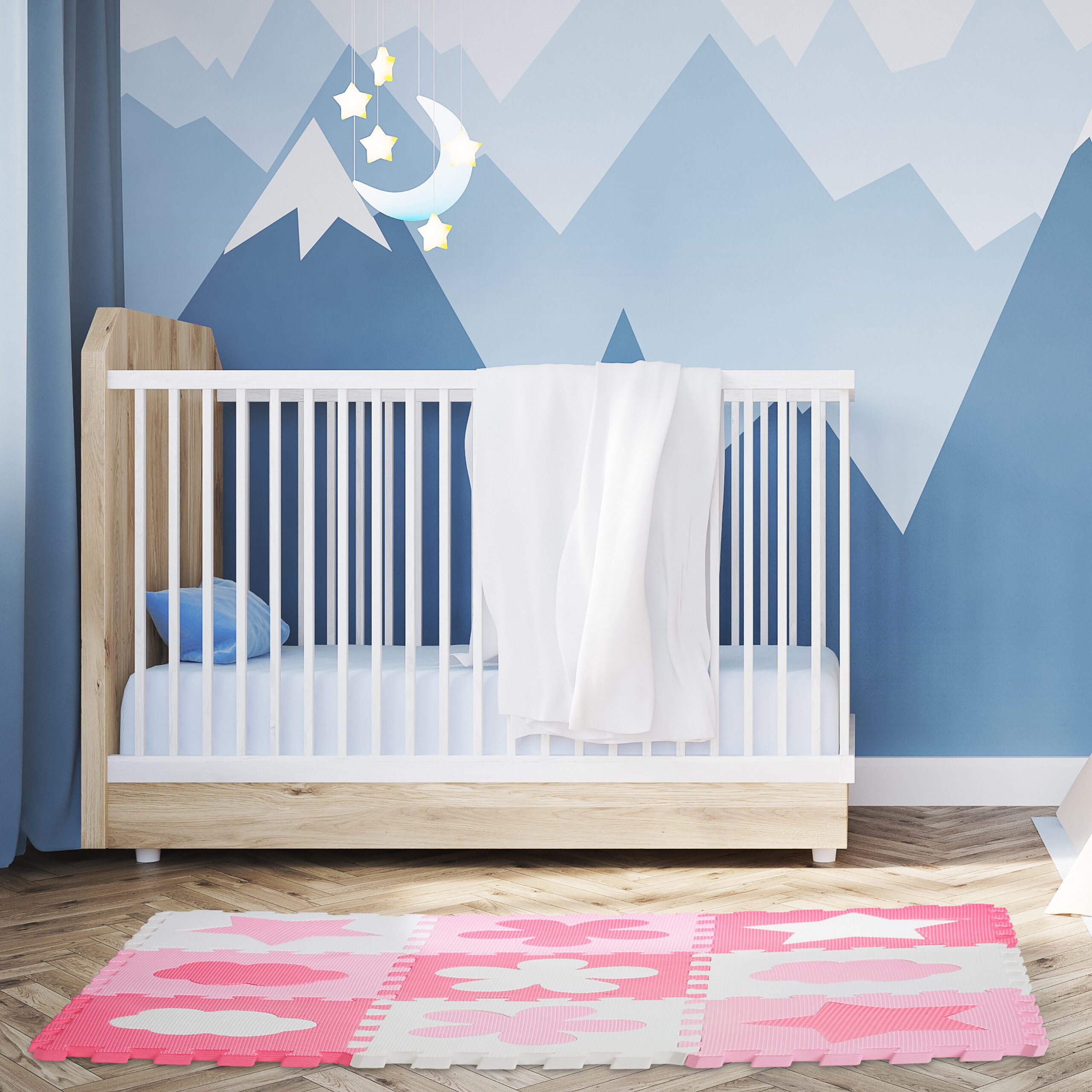 relaxdays Spielmatte 34-tlg. Puzzlematte mit Rand und Motiven, Rosa günstig online kaufen