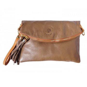 FLORENCE Umhängetasche Florence 3in1 Damen & Abendtasche (Umhängetasche), Damen Leder Umhängetasche, Clutch, Handgelenktasche, taupe tan ca.23cm