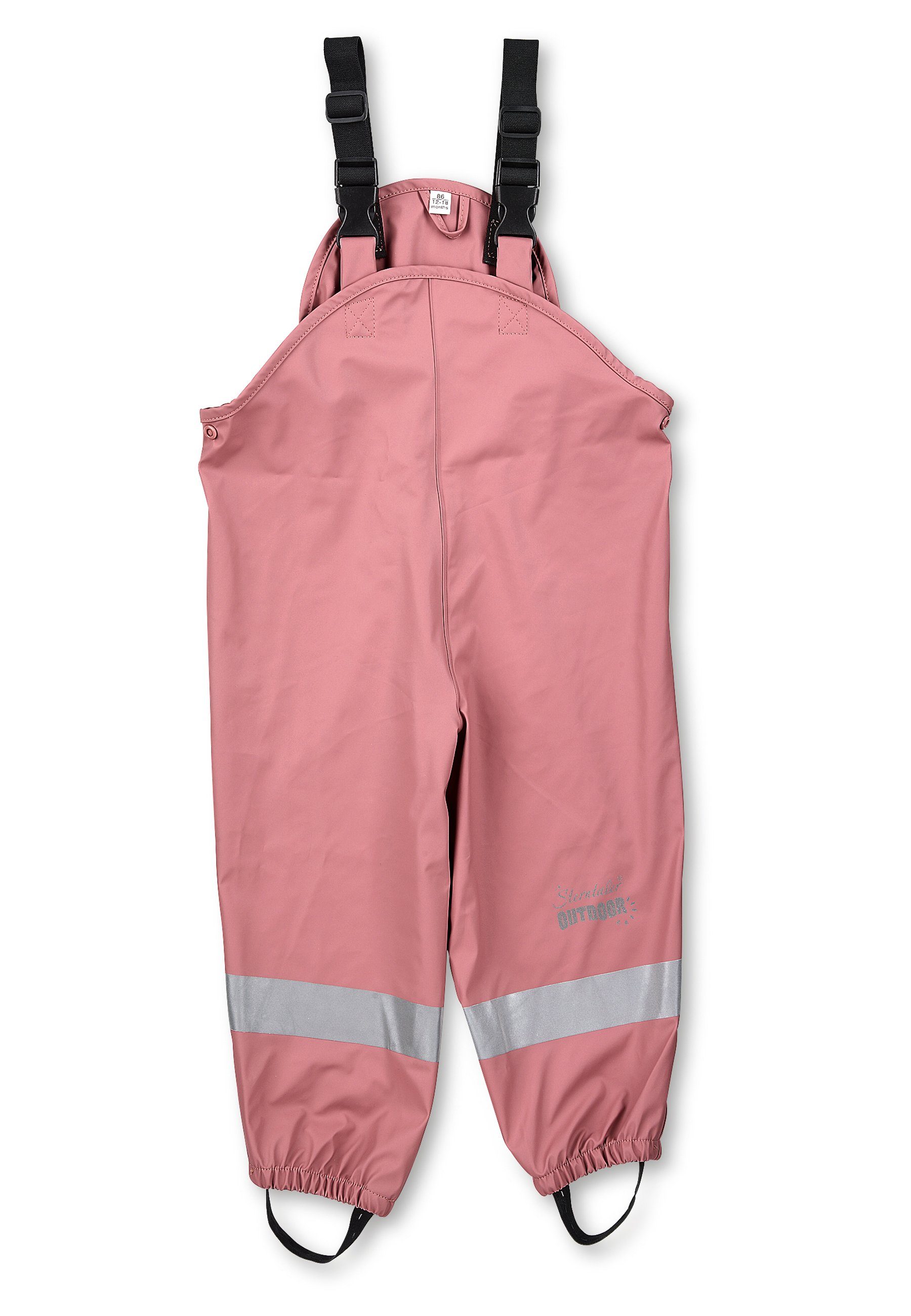 Sterntaler® Regenhose Regenträgerhose ungefüttert (1-tlg., Regenträgerhose mit Druckknöpfen, Regenhose mit süßen Motiven) Kinder Hosenträger mit Reflektoren, Matschhosenträger verstellbar rosa