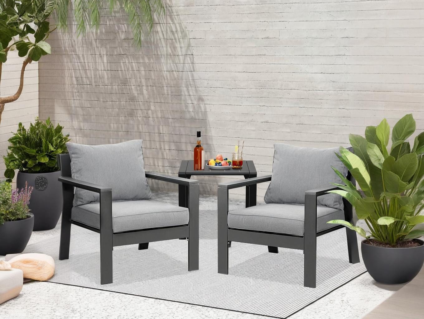 MeXo Gartenlounge-Set Kleines Lounge-Gartenmöbelset, (Balkonmöbel Set günstig online kaufen