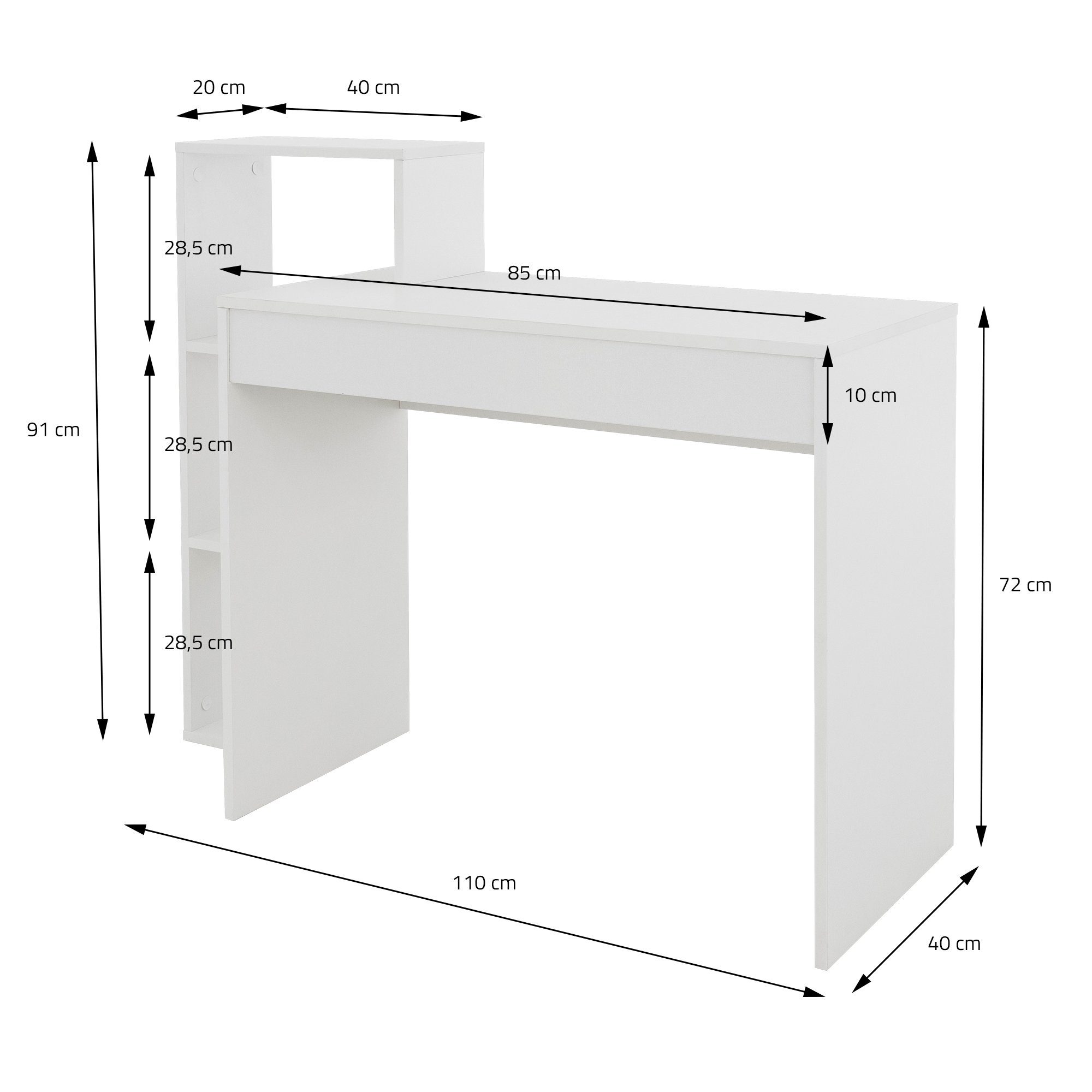 ML-DESIGN Sitzhocker Schreibtisch Weiß 110x72x40cm mit verstellbar Hellgrau Hocker cm Einlegeböden Weiß, 110x72x40 Schreibtisch Ø33cm