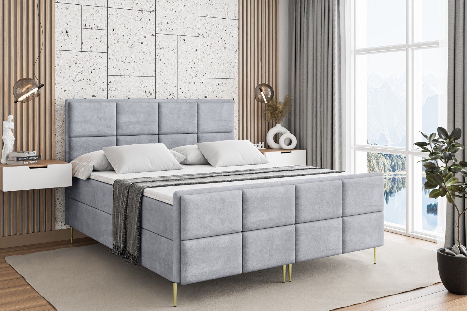 ALTDECOR Boxbett NOVA-F-Z (Multipocket-Matratze H4, H3 Matratze Bonellfederung, Topper, Kopfteil)