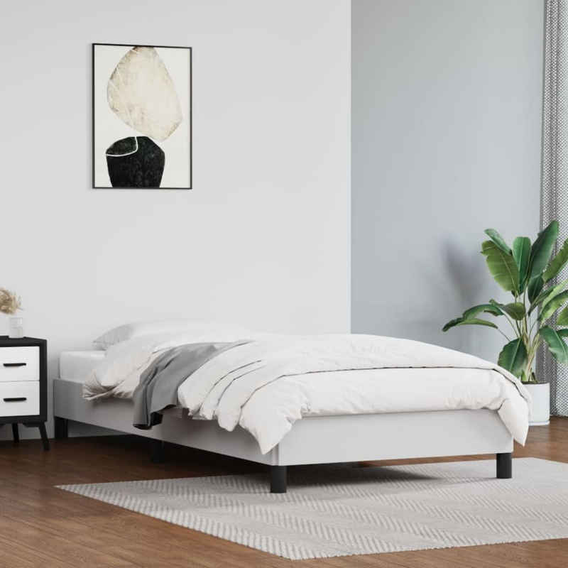 vidaXL Bett Bettgestell Weiß 100x200 cm Kunstleder