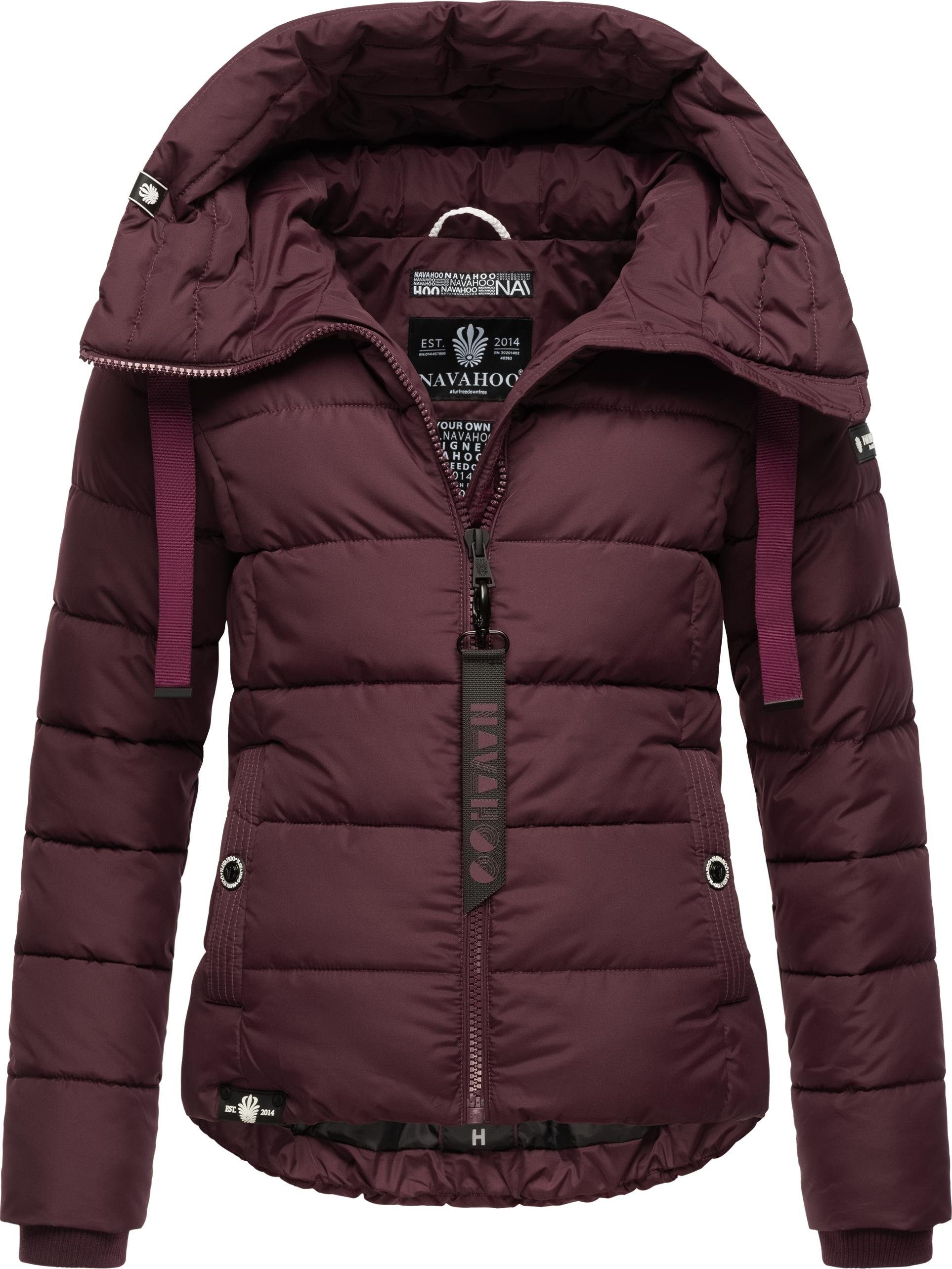 stylische Steppjacke Damen Applikationen mit Winterjacke coolen Navahoo Amayaa weinrot