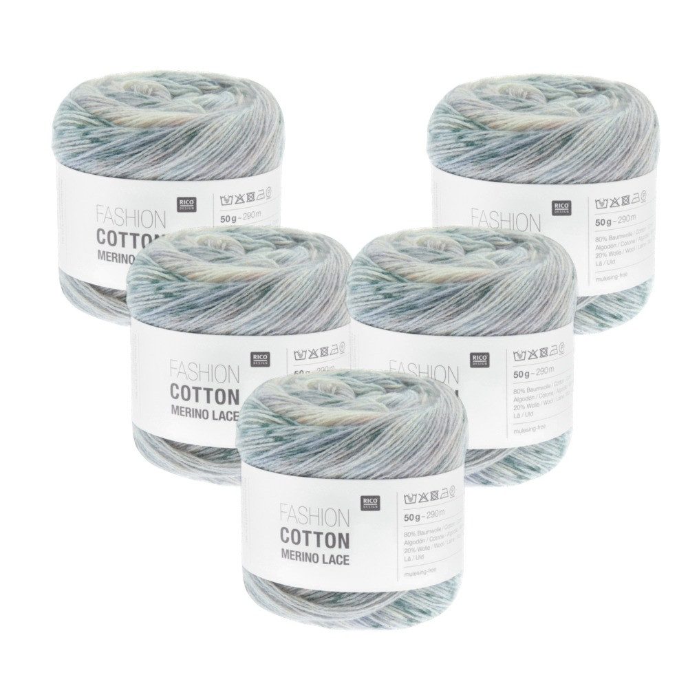 Rico Design 5 x Rico Design Fashion Cotton Merino Lace Häkelwolle