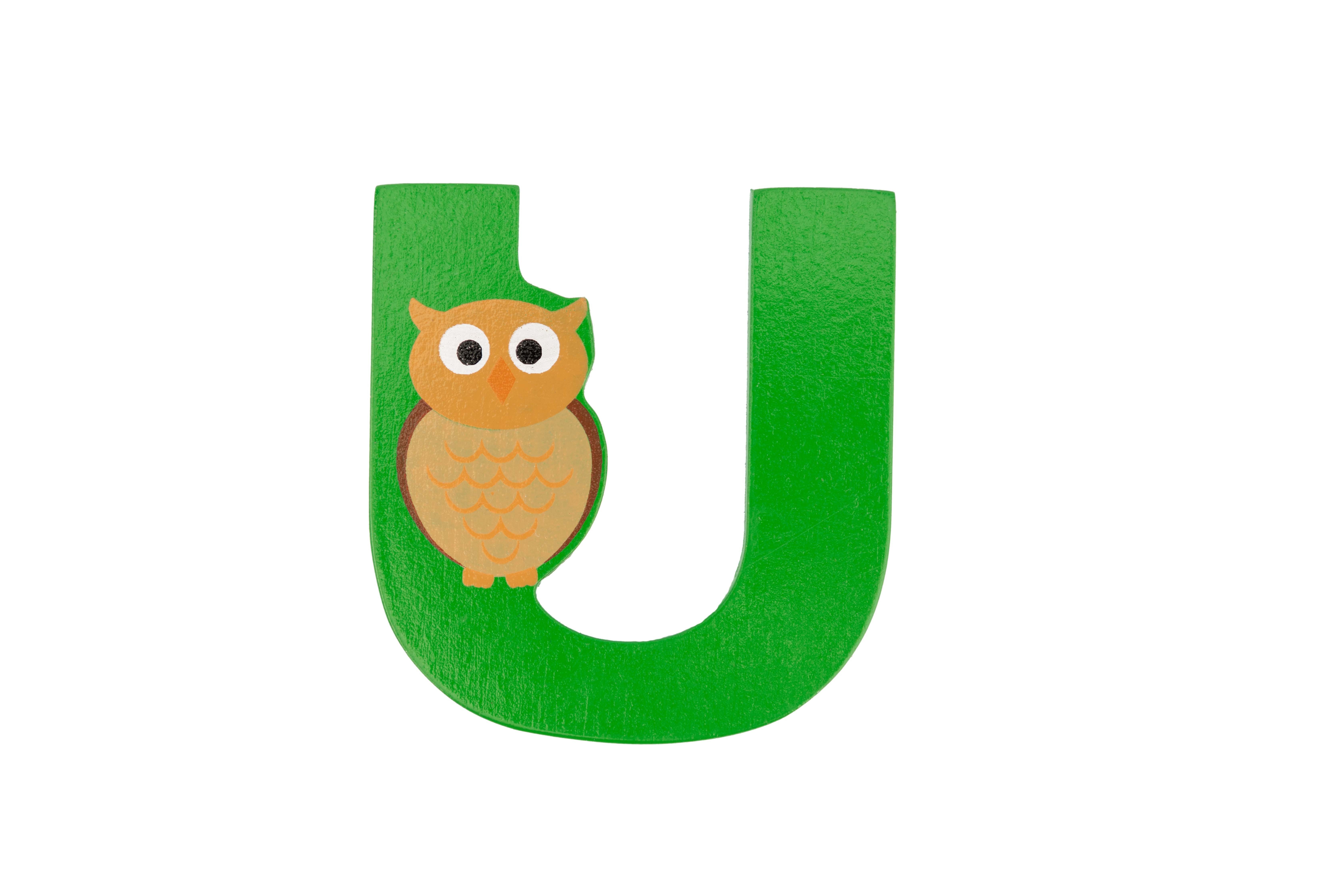 El Puente Deko-Buchstaben Holzbuchstabe U "Uhu", Handmade, Fair Trade