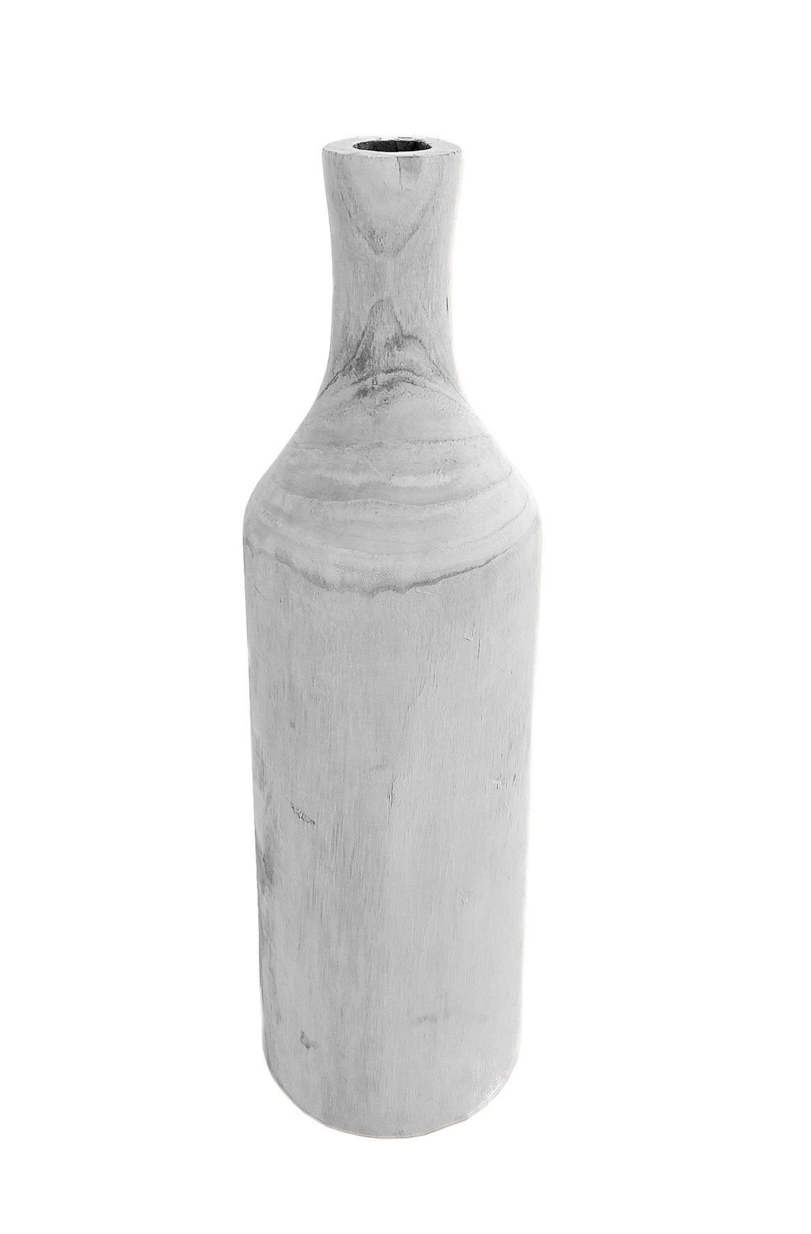 Spetebo Dekovase Design Holz Blumen Vase white washed - 46 cm (Packung, 1 St., 1 Vase), Deko Holzvase Flasche naturbelassen