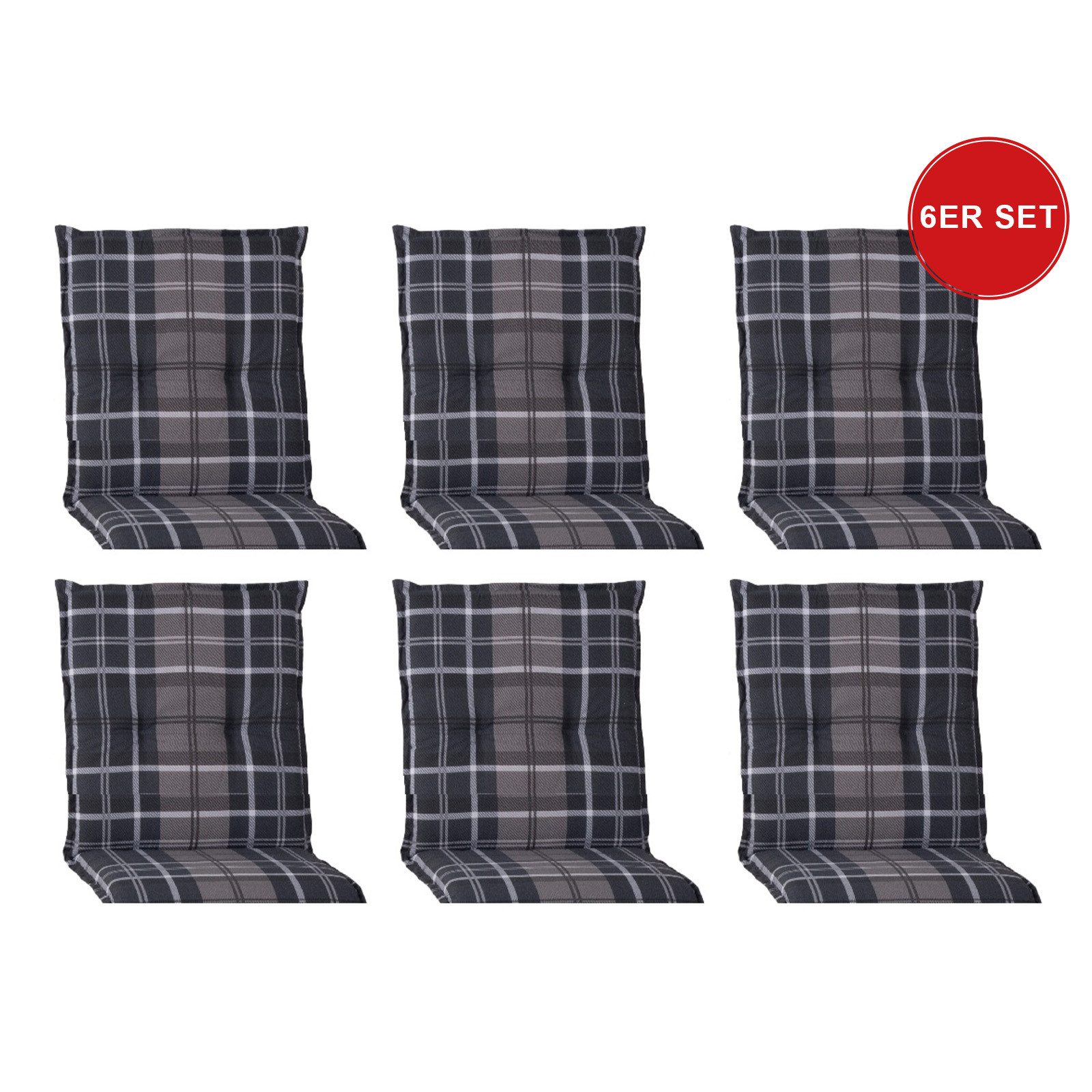 beo Polsterauflage Gartenstuhlauflage Niedriglehner, Sitzkissen Outdoor, wetterfest, (Spar-Set, 6 Auflagen), Niederlehner, Stuhlkissen, Sitzauflage, wasserabweisend, atmungsaktiv