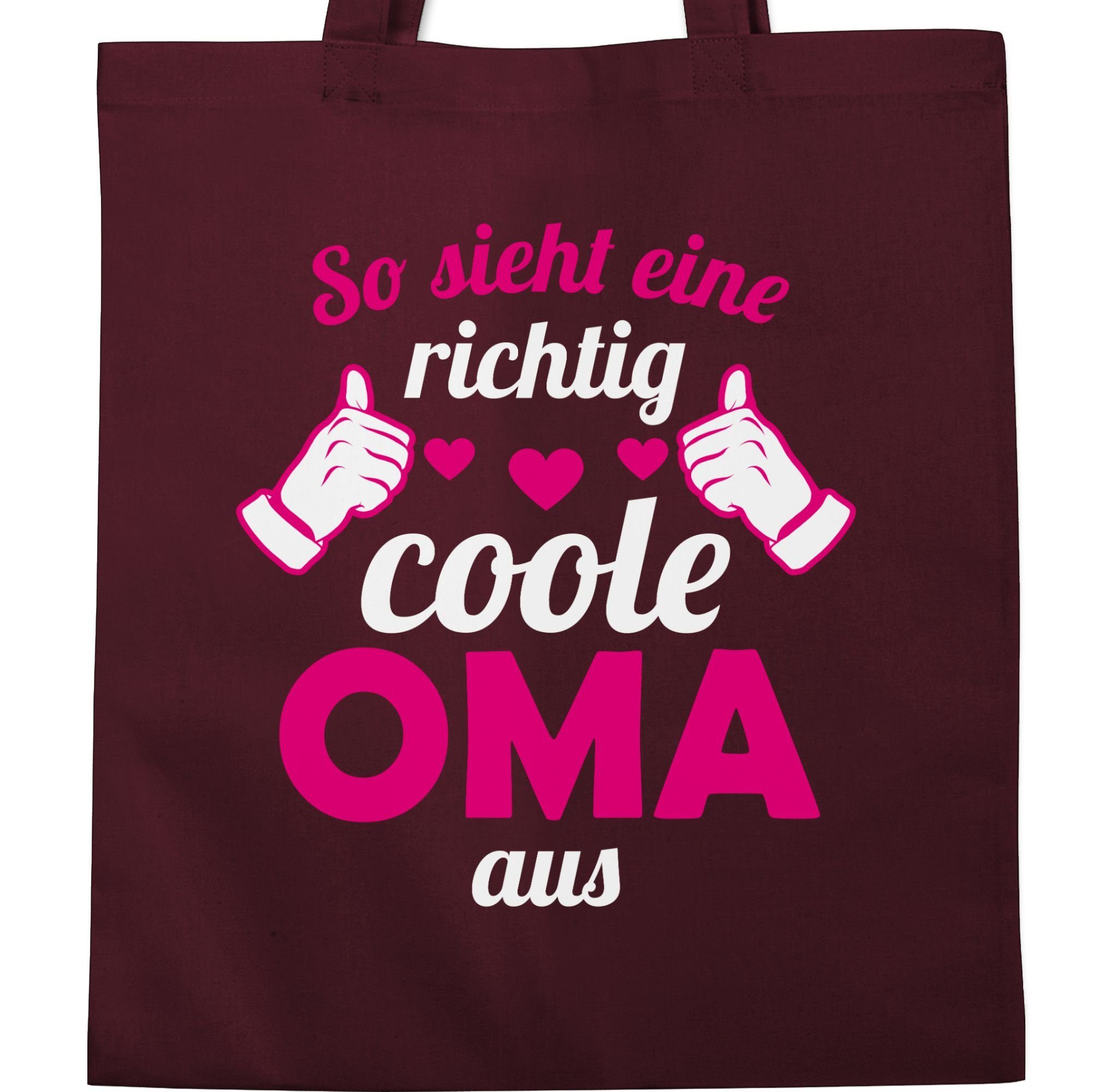 aus Geschenk So Shirtracer Oma 3 Fuchsia, richtig sieht Umhängetasche coole Oma Bordeauxrot eine