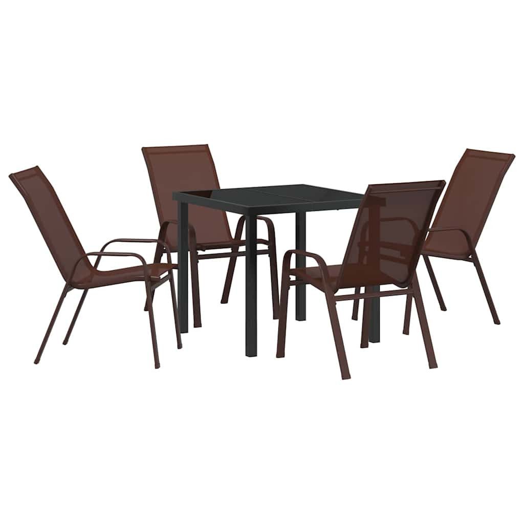 vidaXL Gartenlounge-Set Garten Essgruppe 5 pcs Braun Textilene und Stahl, (5-tlg)