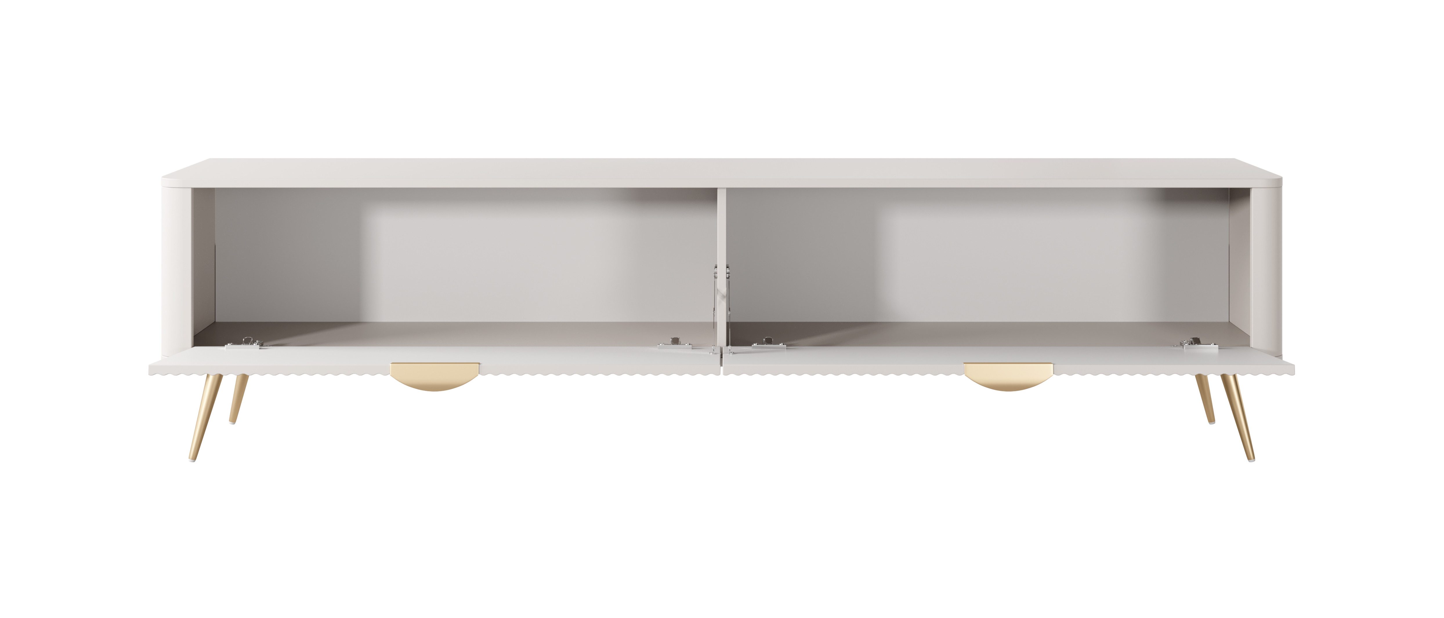 yourhouse24 TV-Schrank TV-Lowboard 200 cm LANTE 2D beige/gold, schwarz