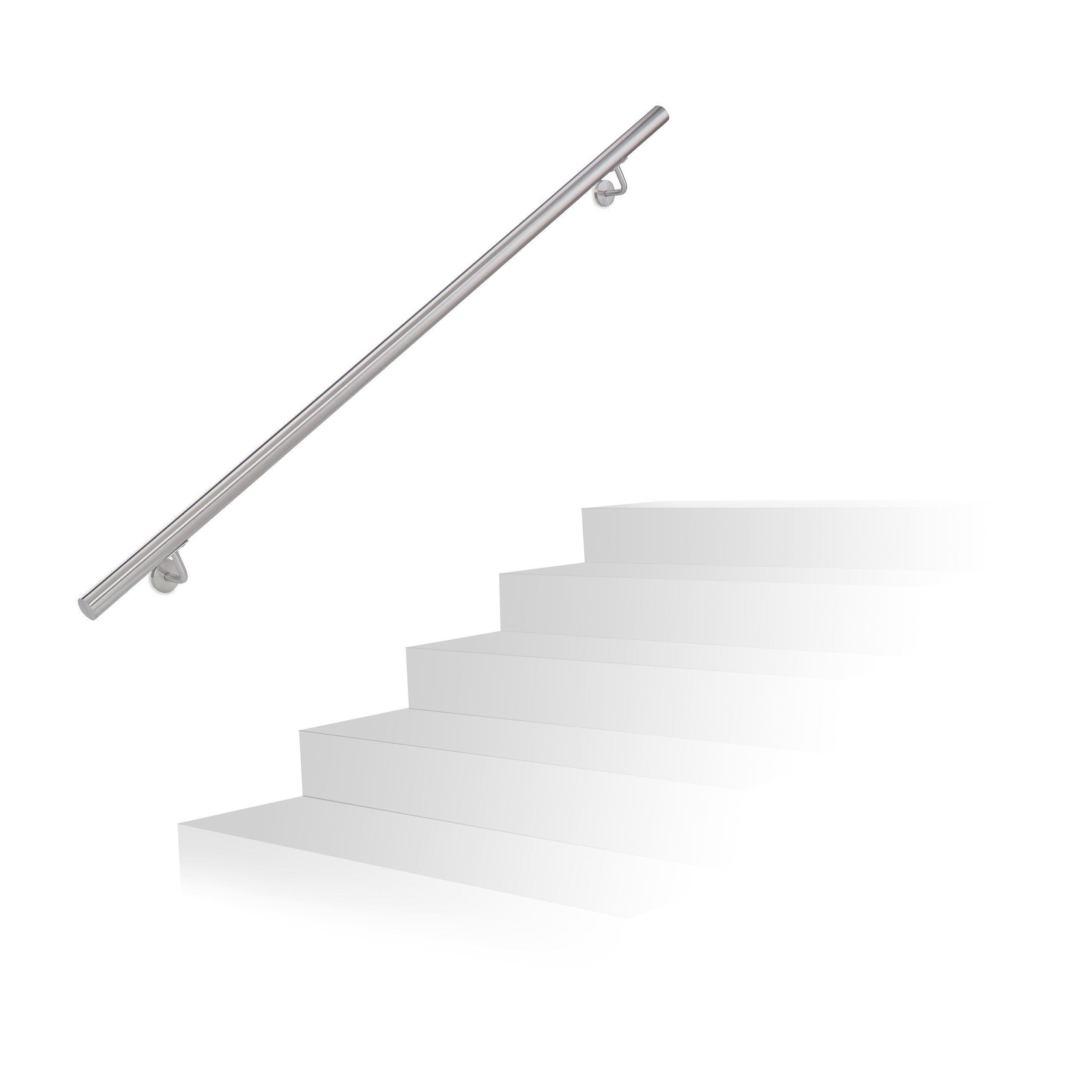 relaxdays Handlauf Edelstahl, 150 cm Gesamtlänge, (1 St), 1500 mm