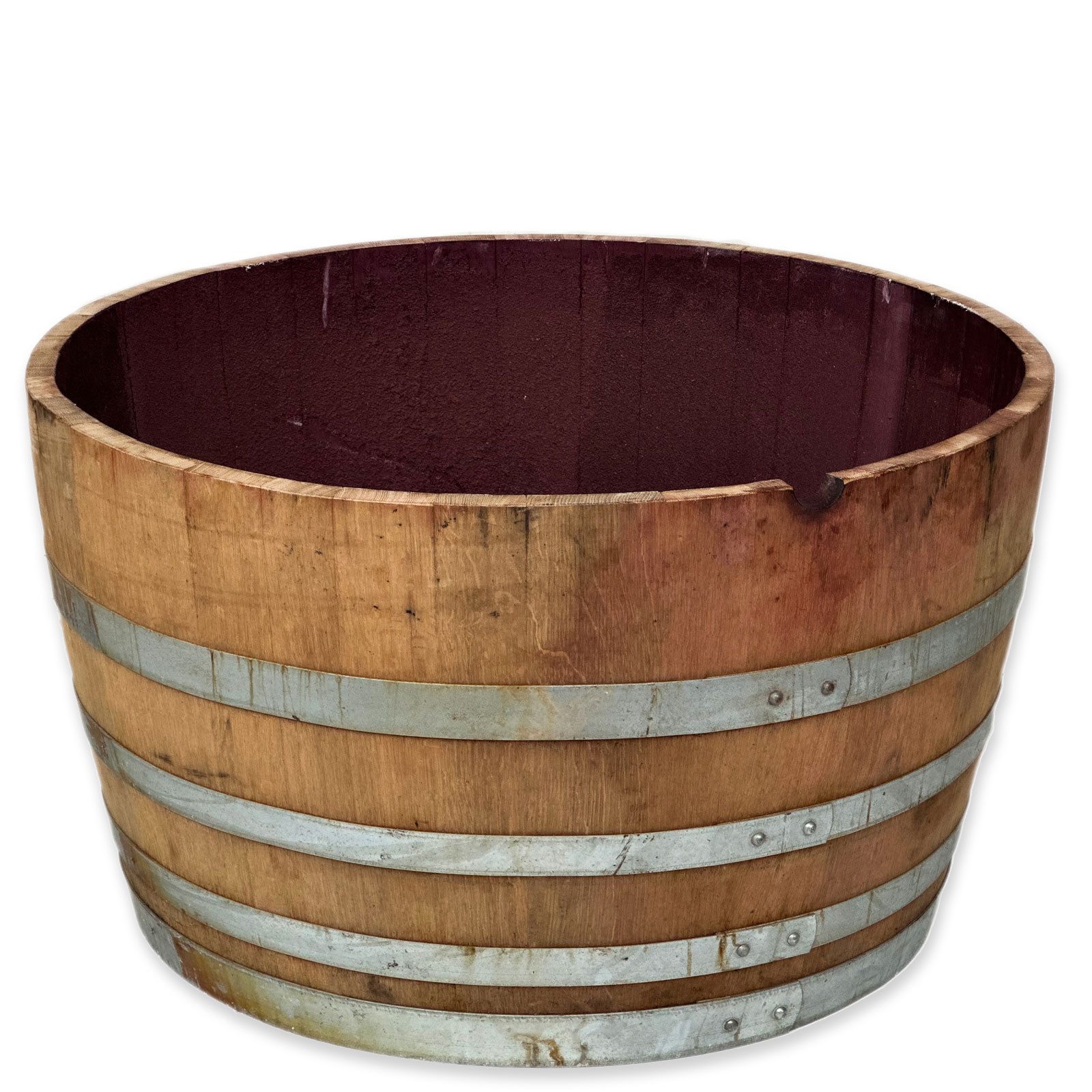 Temesso Pflanzkübel D 92cm - Weinfass halbiert aus Eichenholz