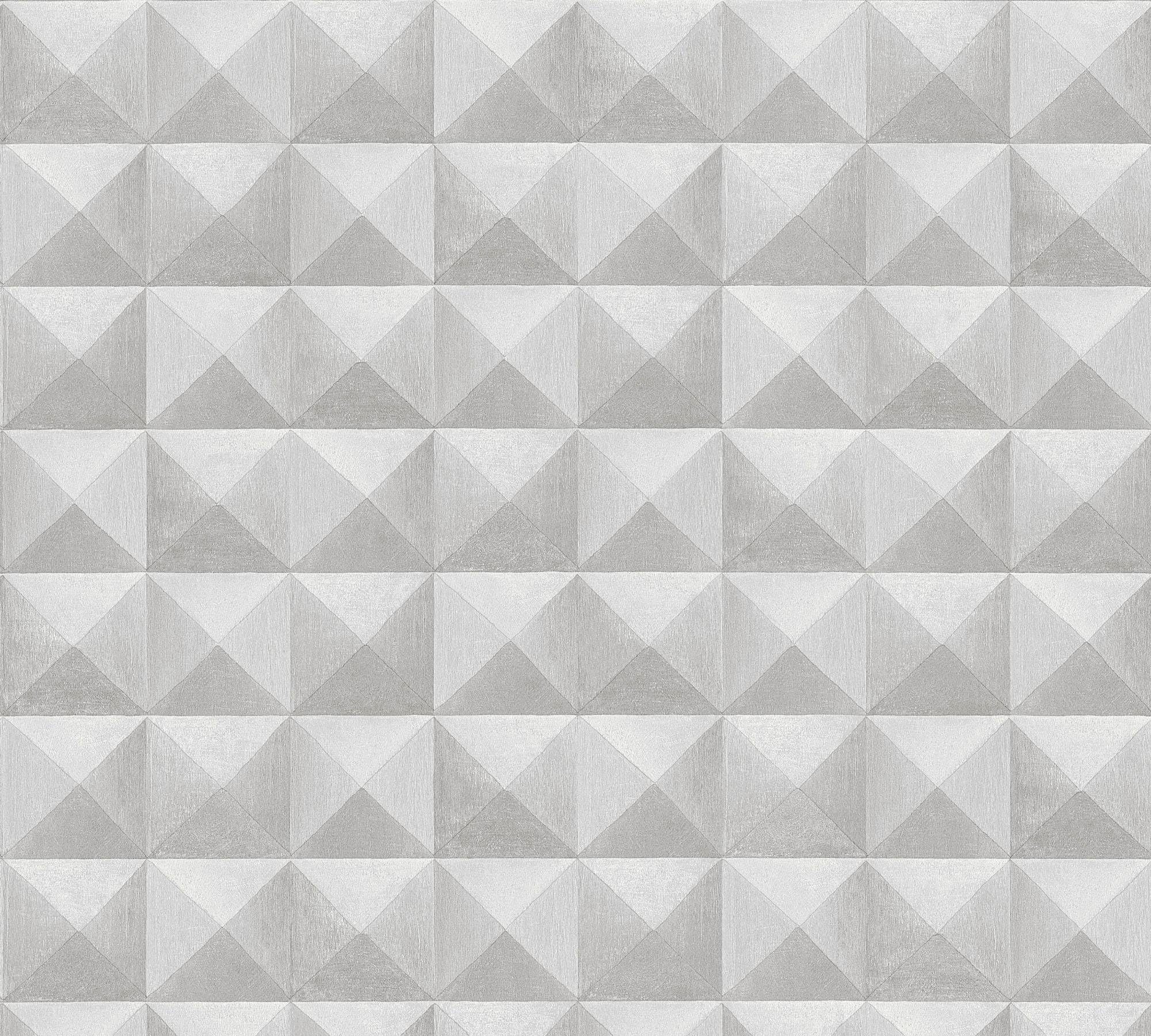glatt, Geometrisch Authentic GrafikTapete grau Walls matt, (1 gestreift, 3D A.S. Ton-in-Ton, walls St), living Vliestapete Création geometrisch, Optik,