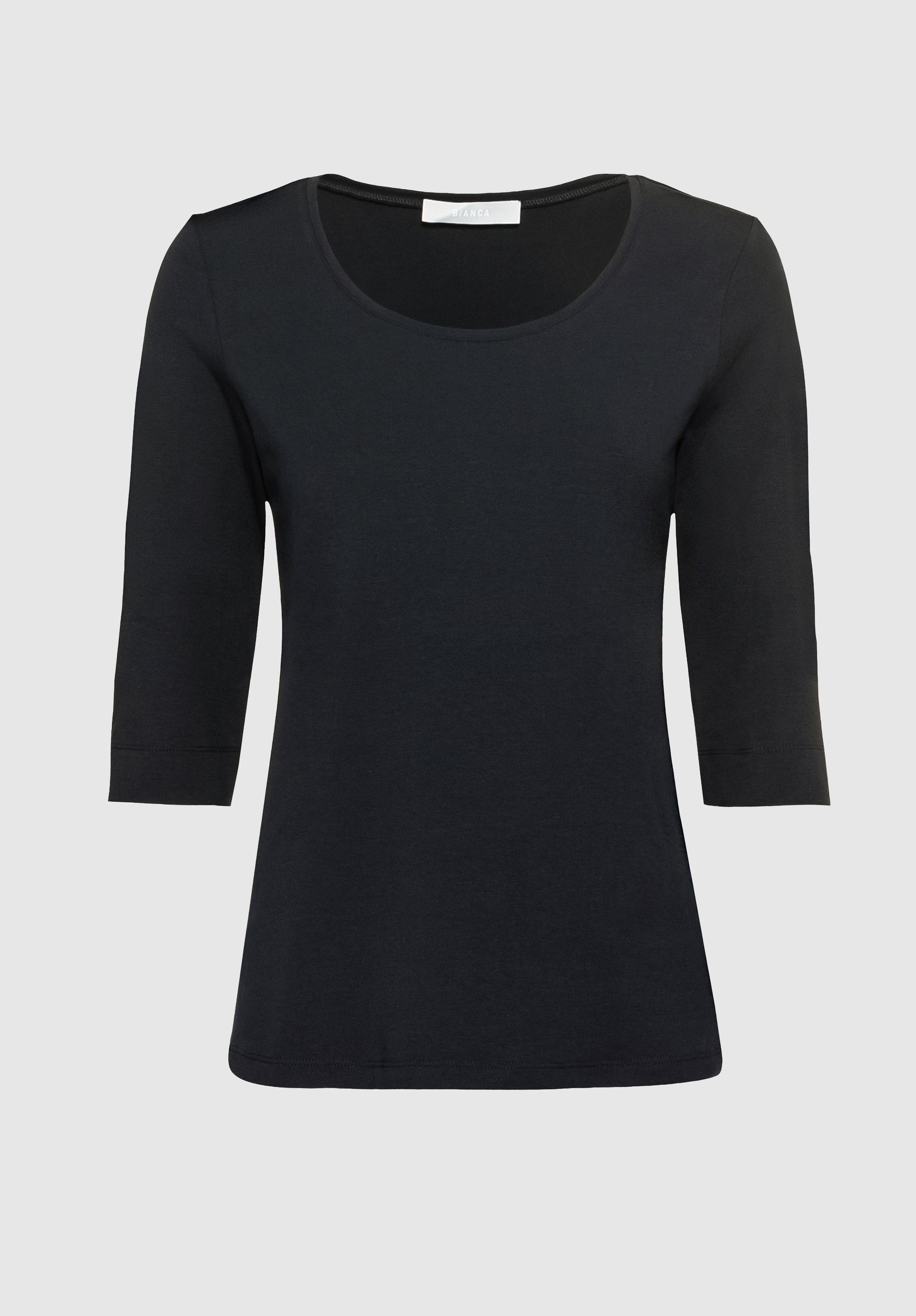 verlängertem cleanen im mit Kurzarmshirt Look black Kurzarm DIELLA bianca