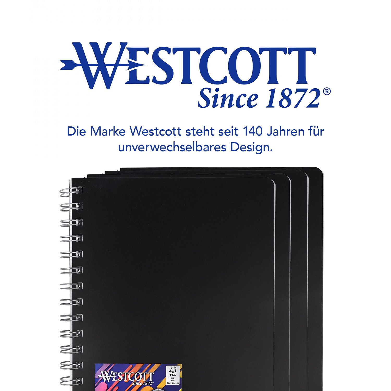 WESTCOTT Notizblock Spiralblock Notizbuch A5 kariert, 200 Seiten Ringbuch perforiert, Premium 80 g/m² Papier, Kunststoffcover – Bild 5 von 5