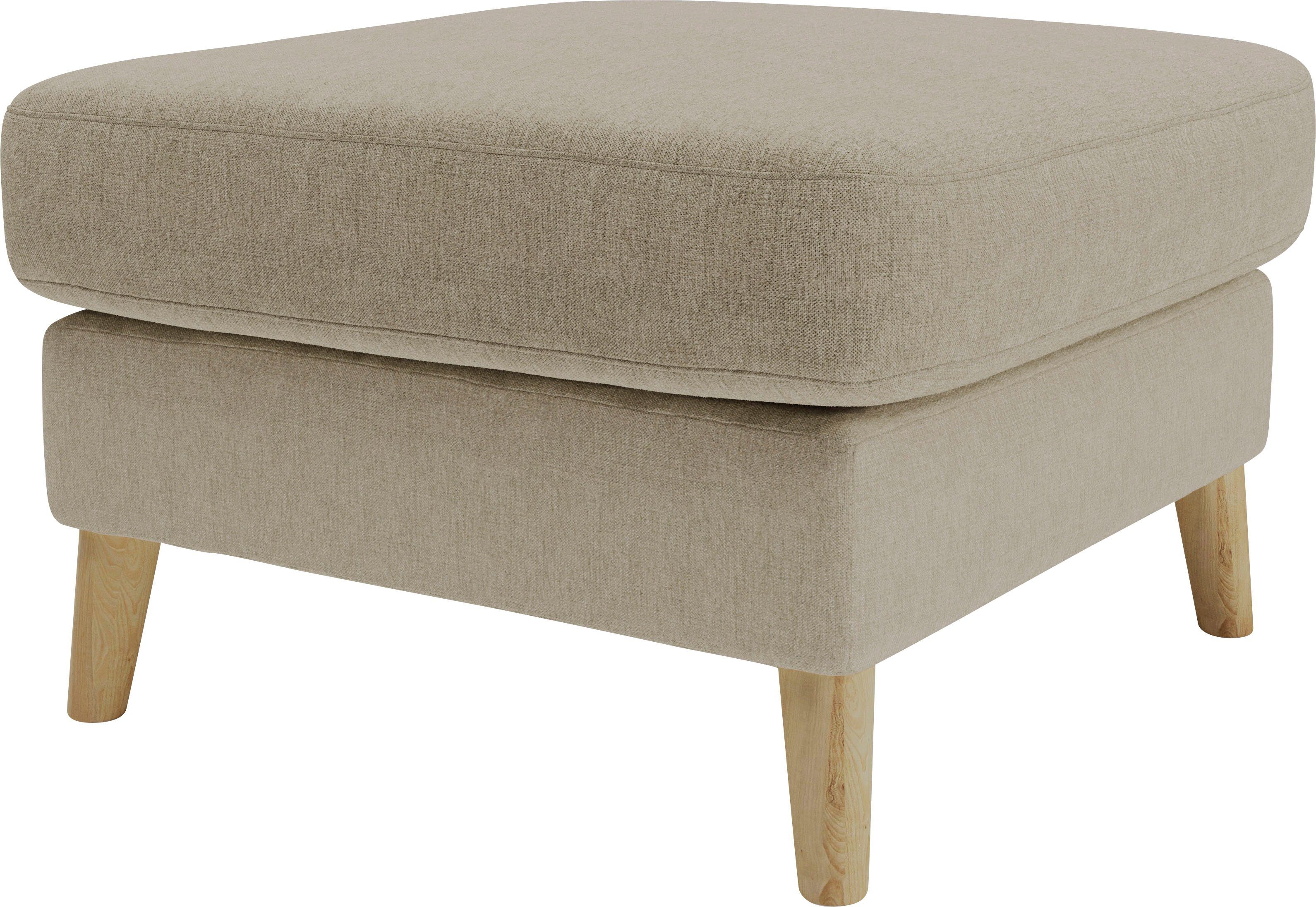 Home affaire Polsterhocker MARSEILLE, Massivholzbeine Eiche, Landhausstil, Wellenunterfederung