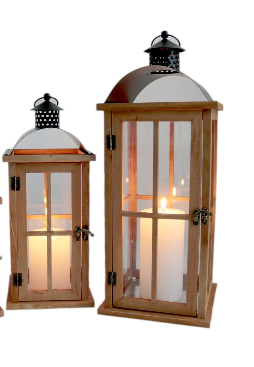 finehomegarden Kerzenlaterne Laterne Holz Gartenlaterne mit Glas-Scheiben W günstig online kaufen