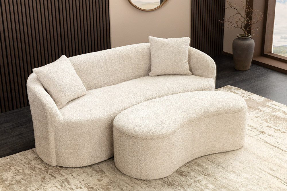 riess-ambiente 2-Sitzer ELEMENTAL 180 cm champagner beige – Sofa, Bouclébezug, modern, Einzelartikel 1 Teile, edle Couch mit Strick‑Bezug & Kissen – ideal für Wohnzimmer & Lounge