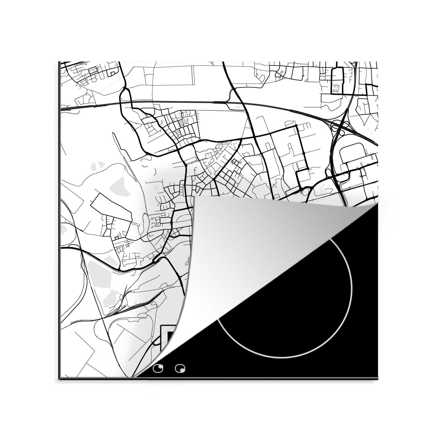 MuchoWow Herdblende-/Abdeckplatte tlg), Vinyl, 78x78 - Ceranfeldabdeckung, cm, Karte, Arbeitsplatte (1 küche Karte Stadtplan - für - Frechen