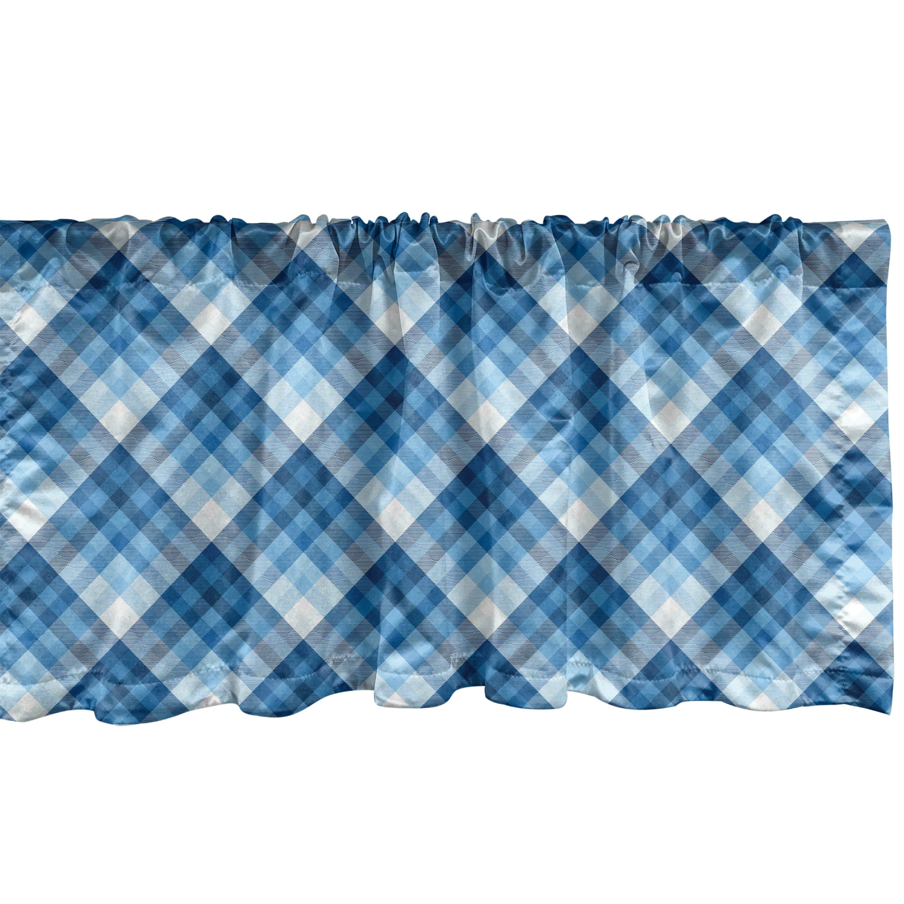 Scheibengardine Vorhang Volant für Küche Schlafzimmer Dekor mit Stangentasche, Abakuhaus, Microfaser, Marine-Plaid Abstrakte diagonale Linien