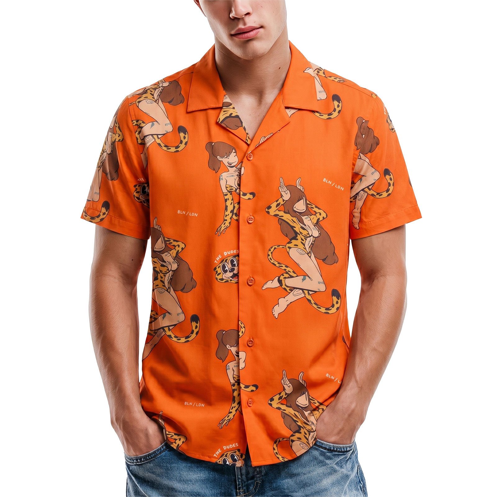 The Dudes Kurzarmhemd Hemd The Dudes Meow Red Hawaiian