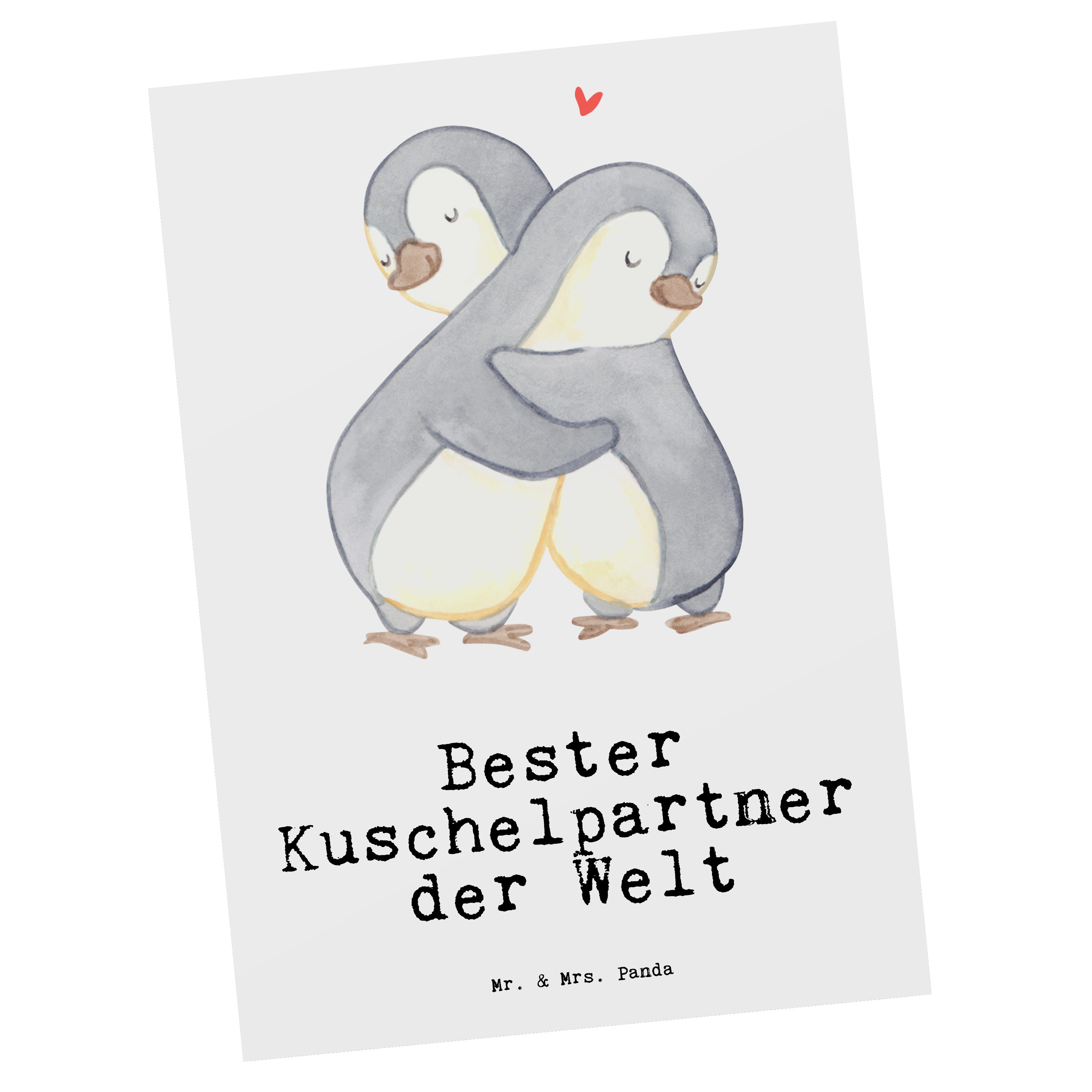 Mr. & Mrs. Panda Postkarte Pinguin Bester Kuschelpartner der Welt - Weiß - Geschenk, Karte, Geburtstagsgeschenk, verliebt, Freude machen, Ehepartner, Mitbringsel, Freundin