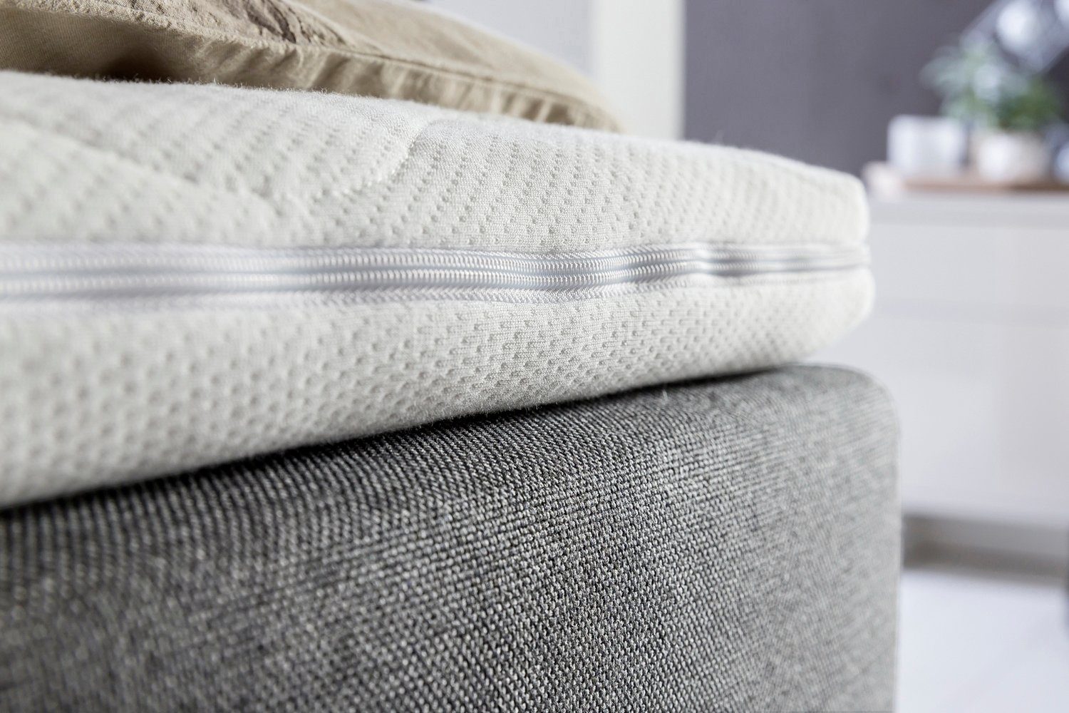 Möbelfreude Boxspringbett Boxspringbett Valina mit Bettkasten 160x200cm ..., 160x200cm Hellgrau H2 Kopfteilhöhe 90 cm ideal für Dachschrägen + Bett – Bild 4 von 5