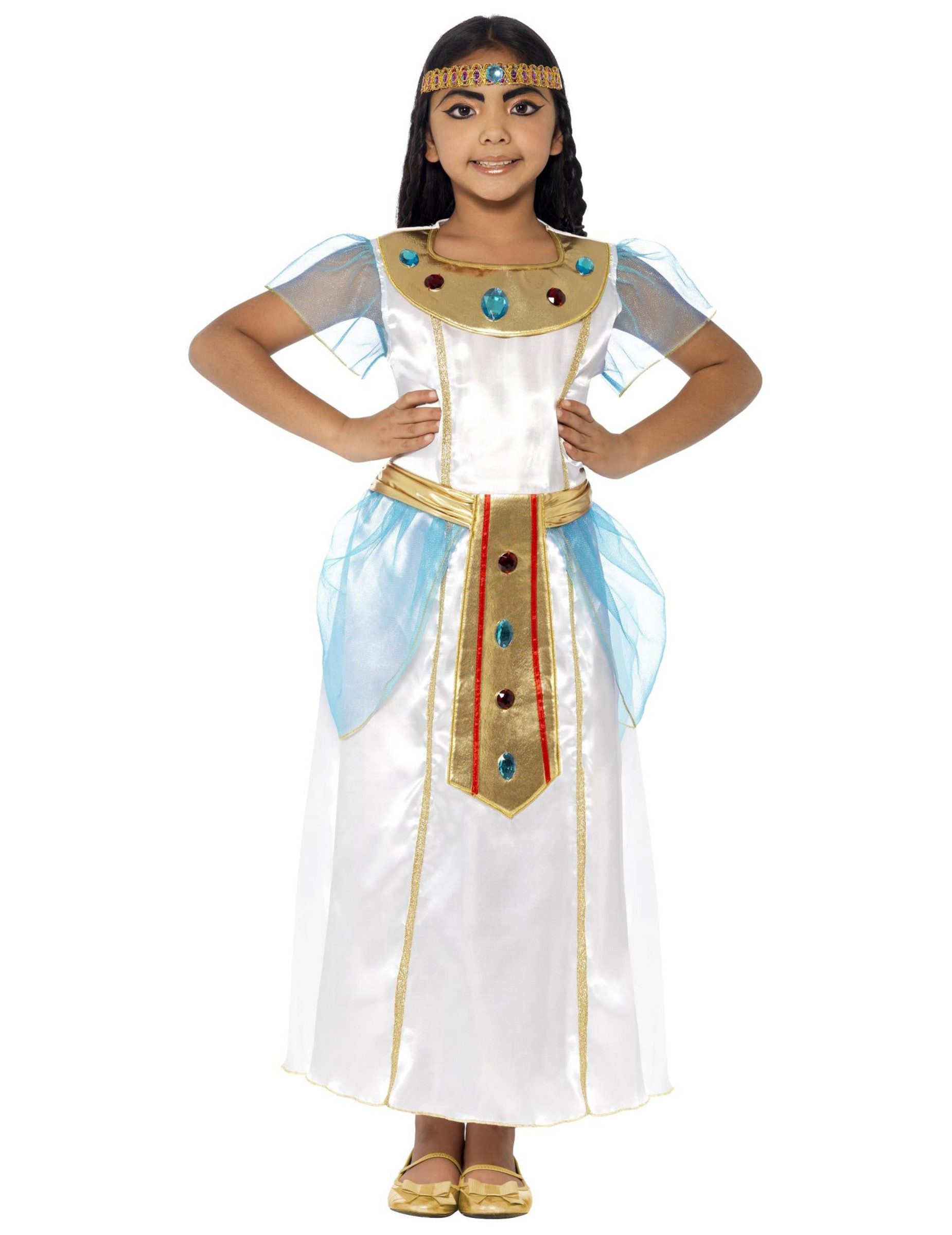 Kostüm Cleopatra-Deluxekostüm für Mädchen Faschingskostüm weiss-gold-blau