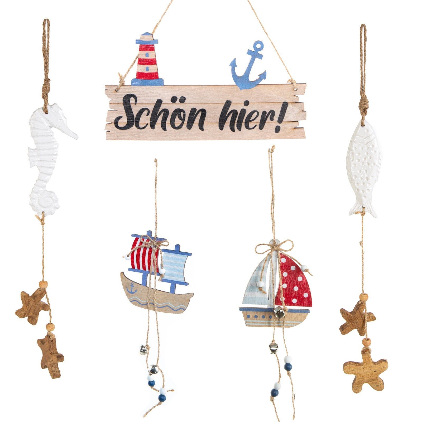 Logbuch-Verlag Dekofigur Hängedekoration 5 tlg. maritime Deko Fischernetz