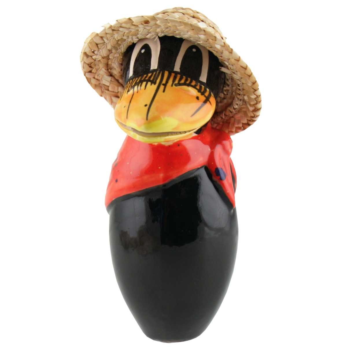 mit mit Tangoo Sprenkeln, Tangoo Halstuch rotes Keramik-Rabe Hut MINI (Stück) Gartenfigur