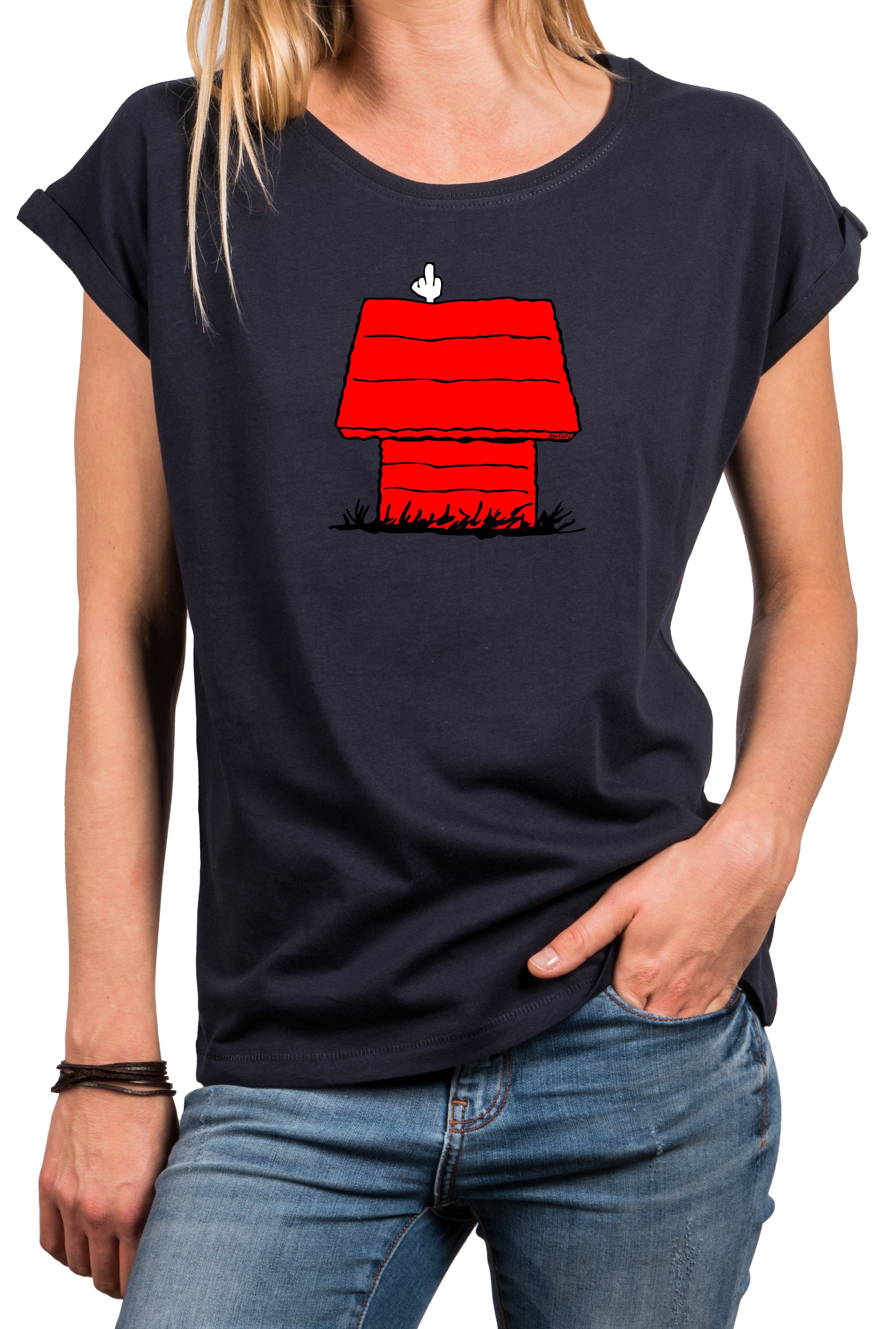 MAKAYA T-Shirt Damen Kurzarm Sommer Top mit Print Lustige Oberteile Aufdruck Frauen (Rundhals, Blau, Grau, Rosa, Schwarz, Weiß) große Größen