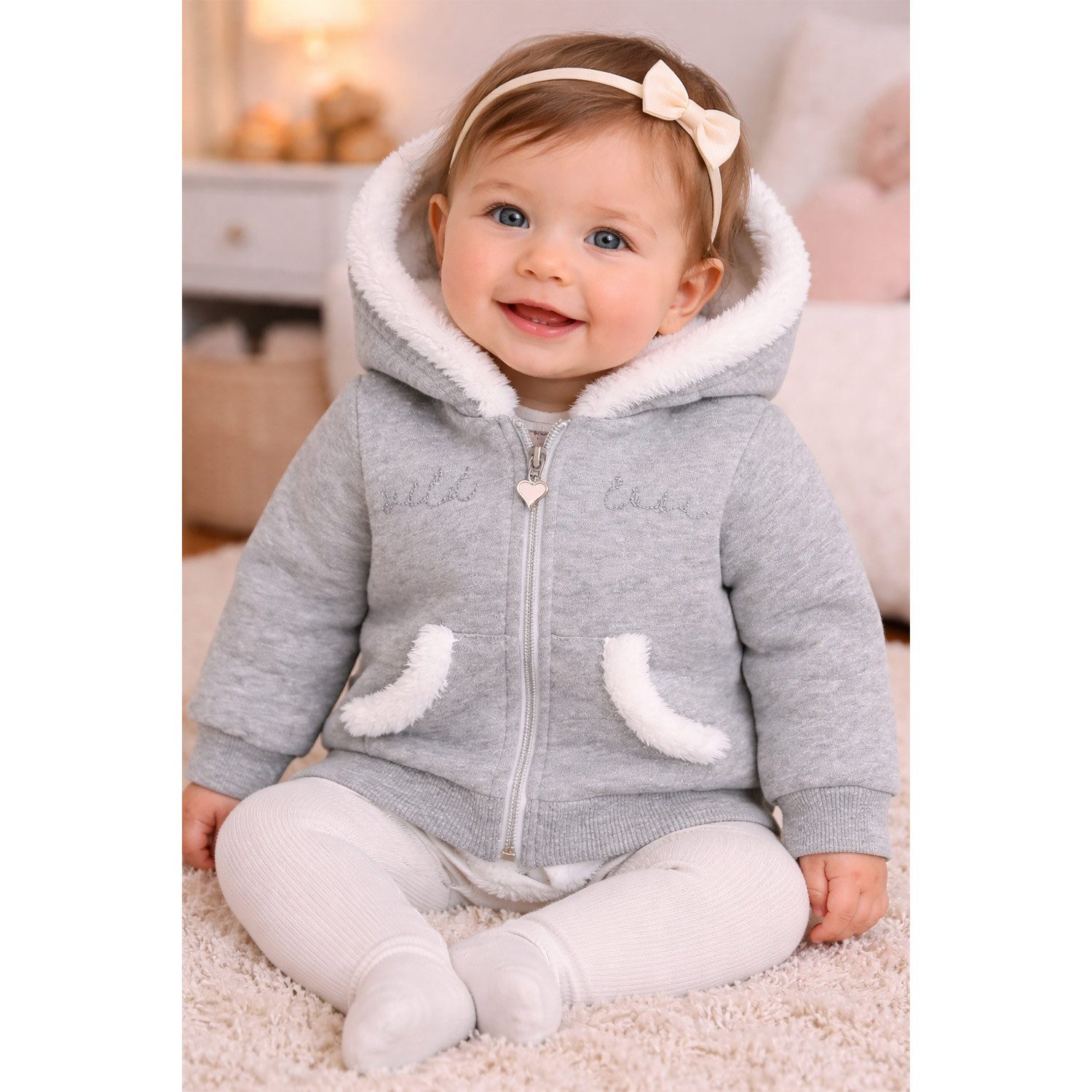 BONDI Strickjacke BONDI Baby Mädchen Kapuzenjacke 'Wild Love' 86633
