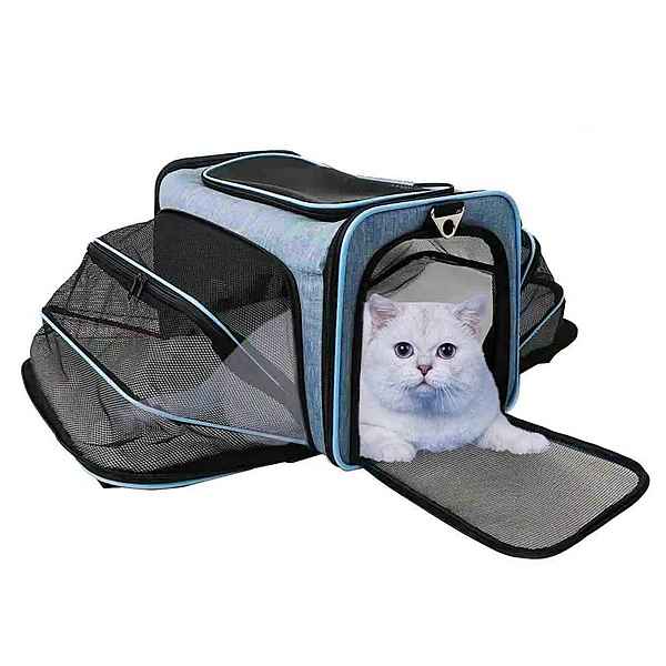 Abistab Pets Tiertransporttasche »Hundebox faltbar Hundetransportbox Auto Transportbox Reisebox«, blau Größe M/L robuste Atmungsaktive Netz mit Komfort und Sicherheit