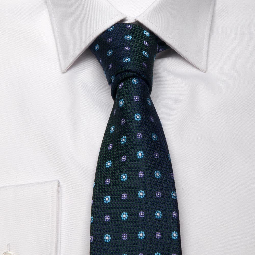 BGENTS Krawatte Seiden-Jacquard Krawatte Breit (8cm) Petrolblau Blüten-Muster mit