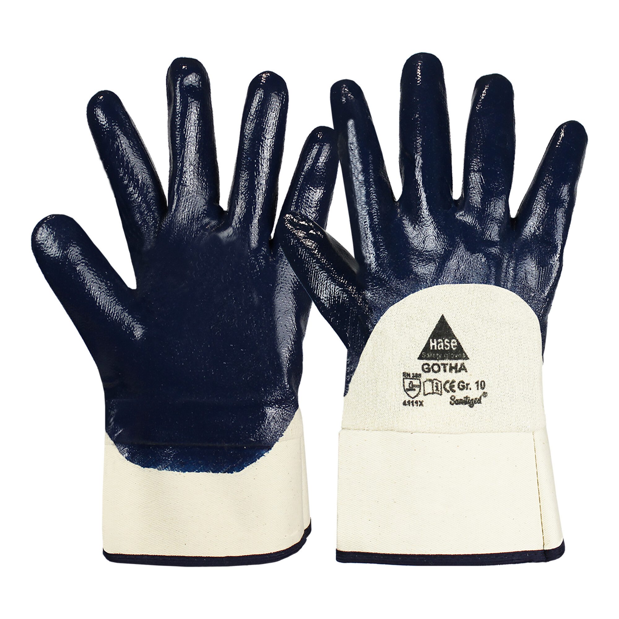 Hase Nitril-Handschuhe Hase Gotha Nitrilhandschuh aus Baumwolle Größe 12 12 Stk