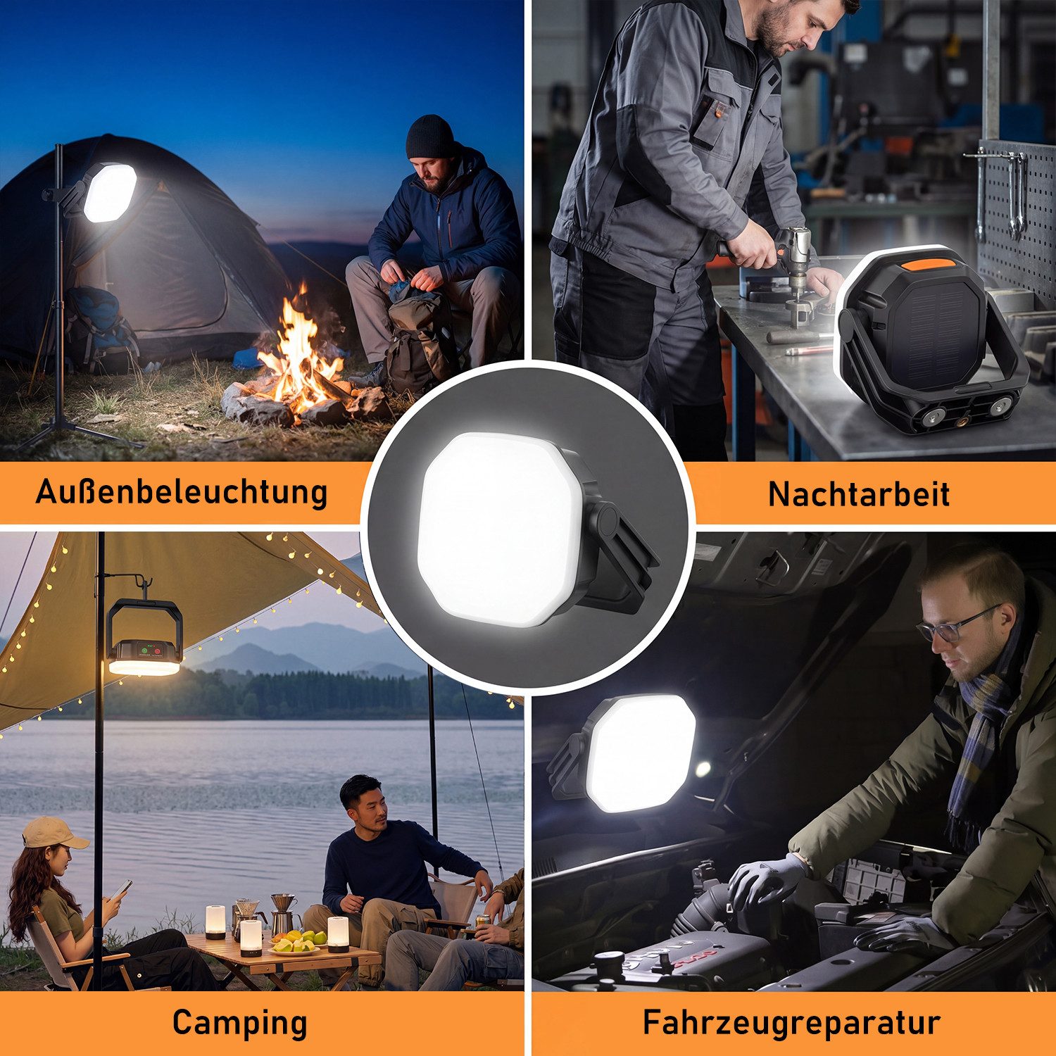 oyajia LED Solarleuchte LED Laterne Solar Campinglampe & Powerbank 6600mAh Outdoor Camping, IP65 Wasserdicht, LED fest integriert, Warmweiß, Kaltweiß, Neutralwe – Bild 5 von 5