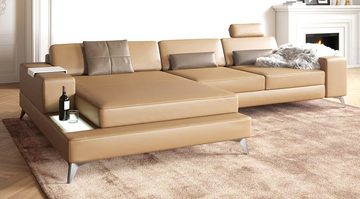 BULLHOFF Wohnlandschaft Wohnlandschaft Leder Ecksofa Designsofa Eckcouch L-Form LED Leder Sofa Couch XL weiss creme taupe »MÜNCHEN III« von BULLHOFF, Made in Europe