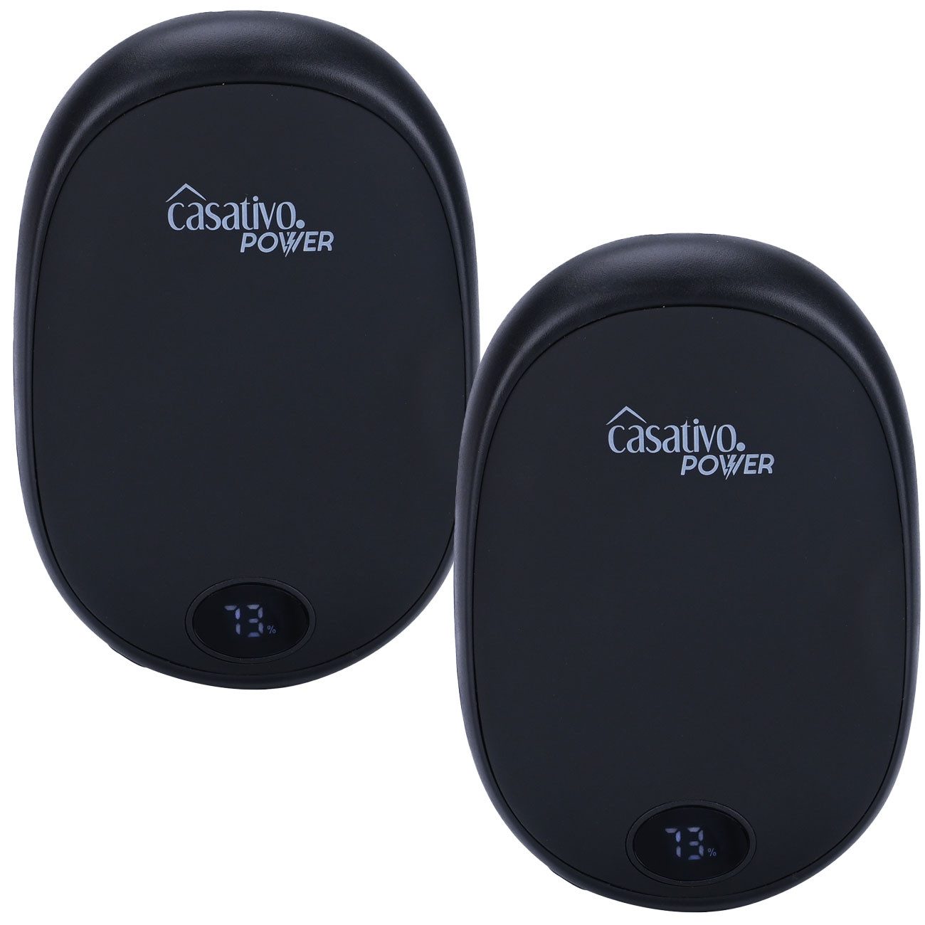 Casativo Handwärmer 2in1 USB Handwärmer mit Powerbank 10.000 mAh 3 Stufen (40–60 °C), 2-tlg., 1er/2er-Set, 10 Std. Laufzeit/USB-Port 10W/Powerbank-Funktion
