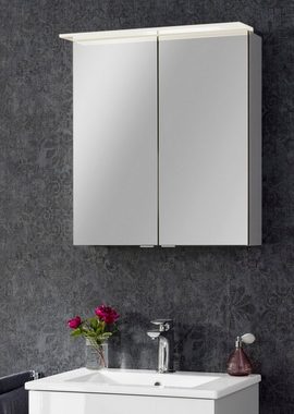 FACKELMANN Spiegelschrank PE 60 - weiß Badmöbel Breite 60 cm, 2 Türen