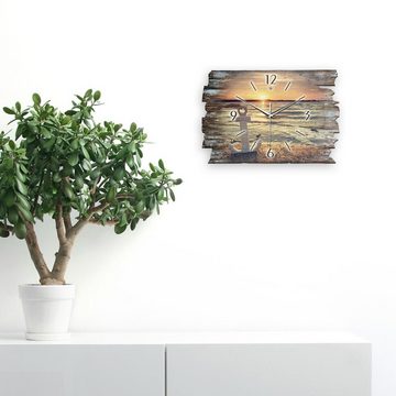 Kreative Feder Wanduhr Design-Wanduhr „See“ aus Holz im Shabby Style Design (ohne Ticken; flüsterleises Uhrwerk; außergewöhnlich, modern)