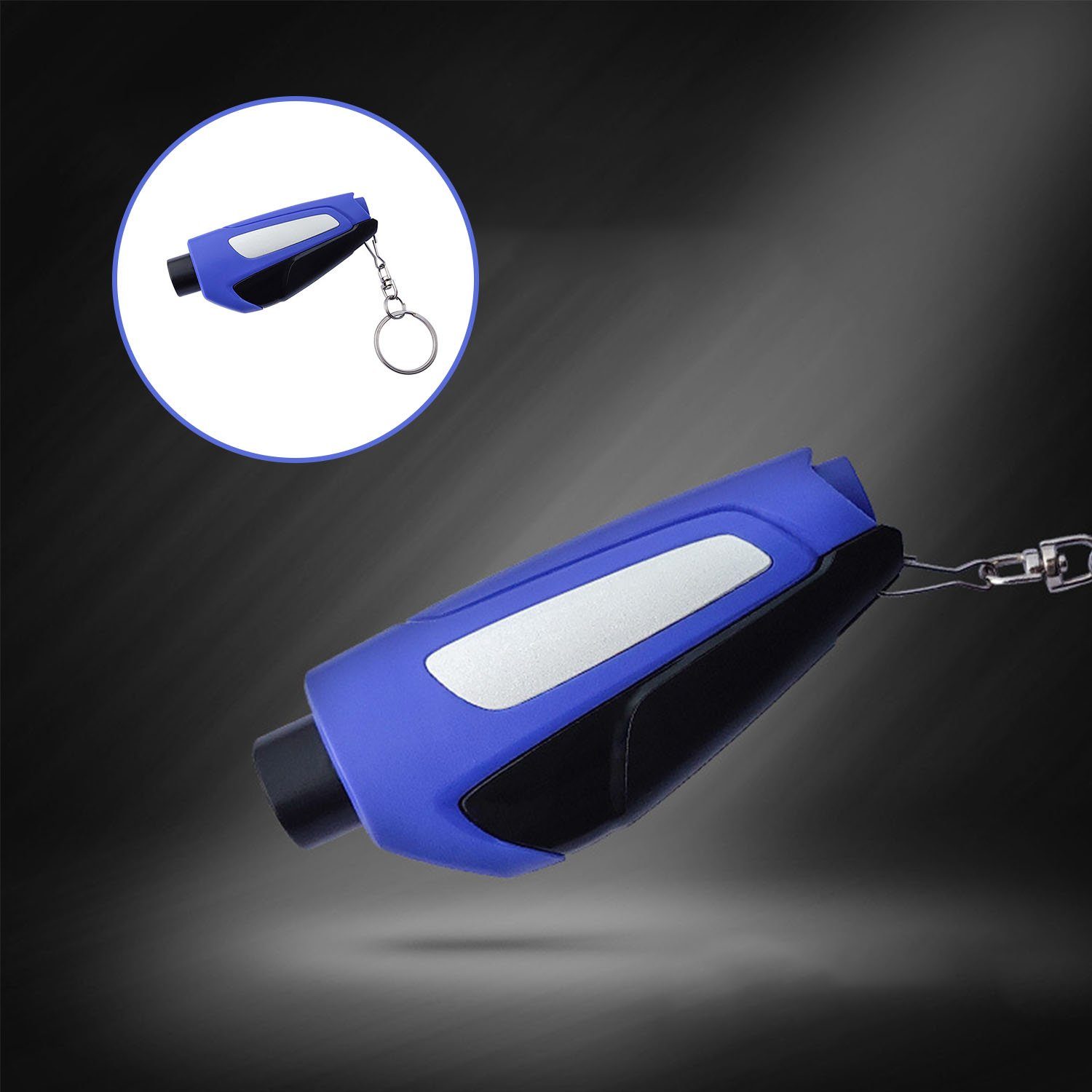 Hammertacker Typ (1 Notfall Schlüsselanhänger tlg), MAGICSHE Fensterbrecher Werkzeug, Blau Autonotrettungswerkzeug Mini