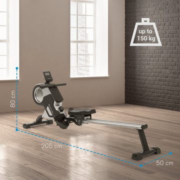 Capital Sports Rudermaschine Stream M1 (Tablet-Halterung ;Trainingscomputer mit LCD-Display), Rudergerät für Zuhause Sport Rowing Machine Fitnessgerät Sportgerät