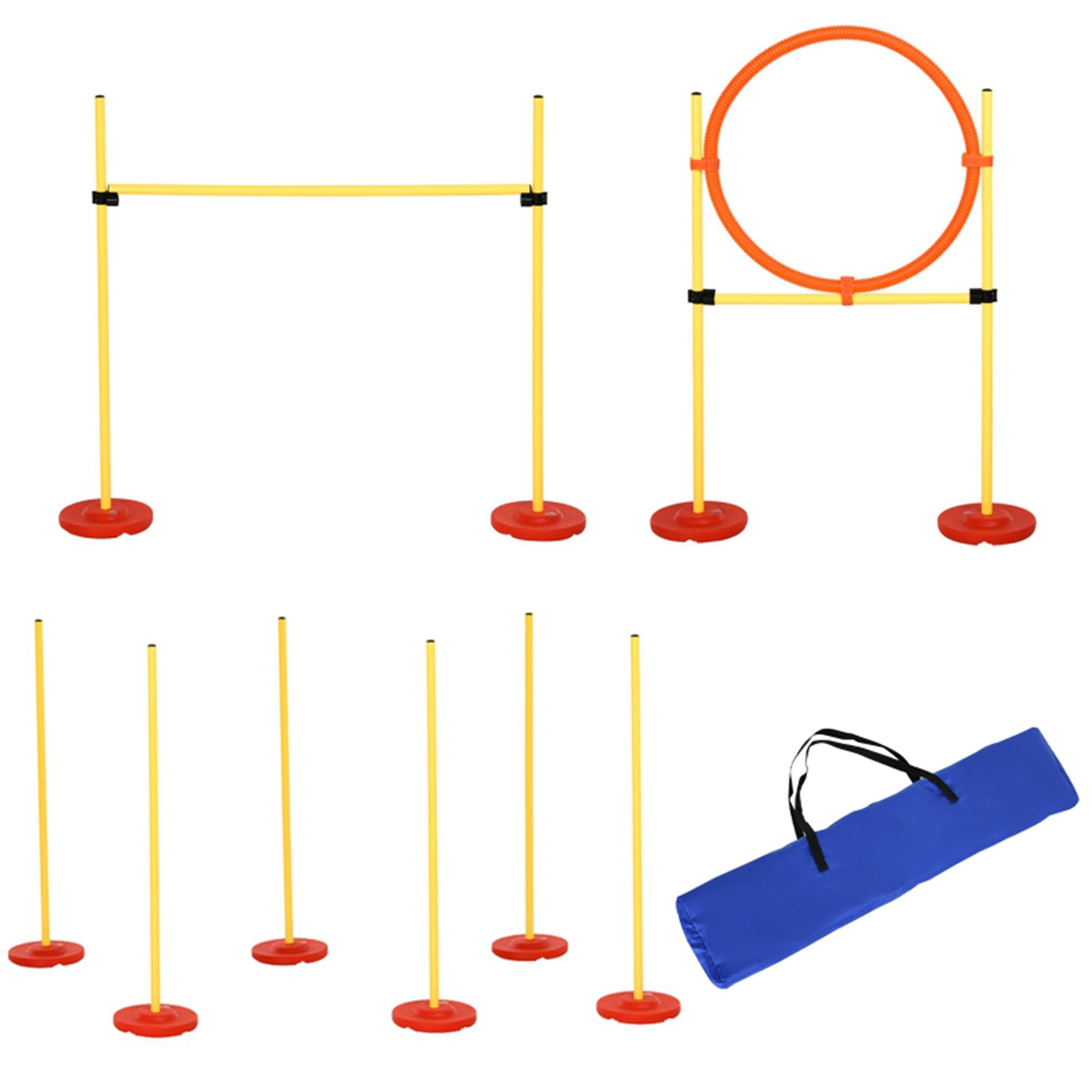 Agility-Hürde Hunde Agility Set 3-in-1 Hürden für Haustiere, inklusive Tragetasche