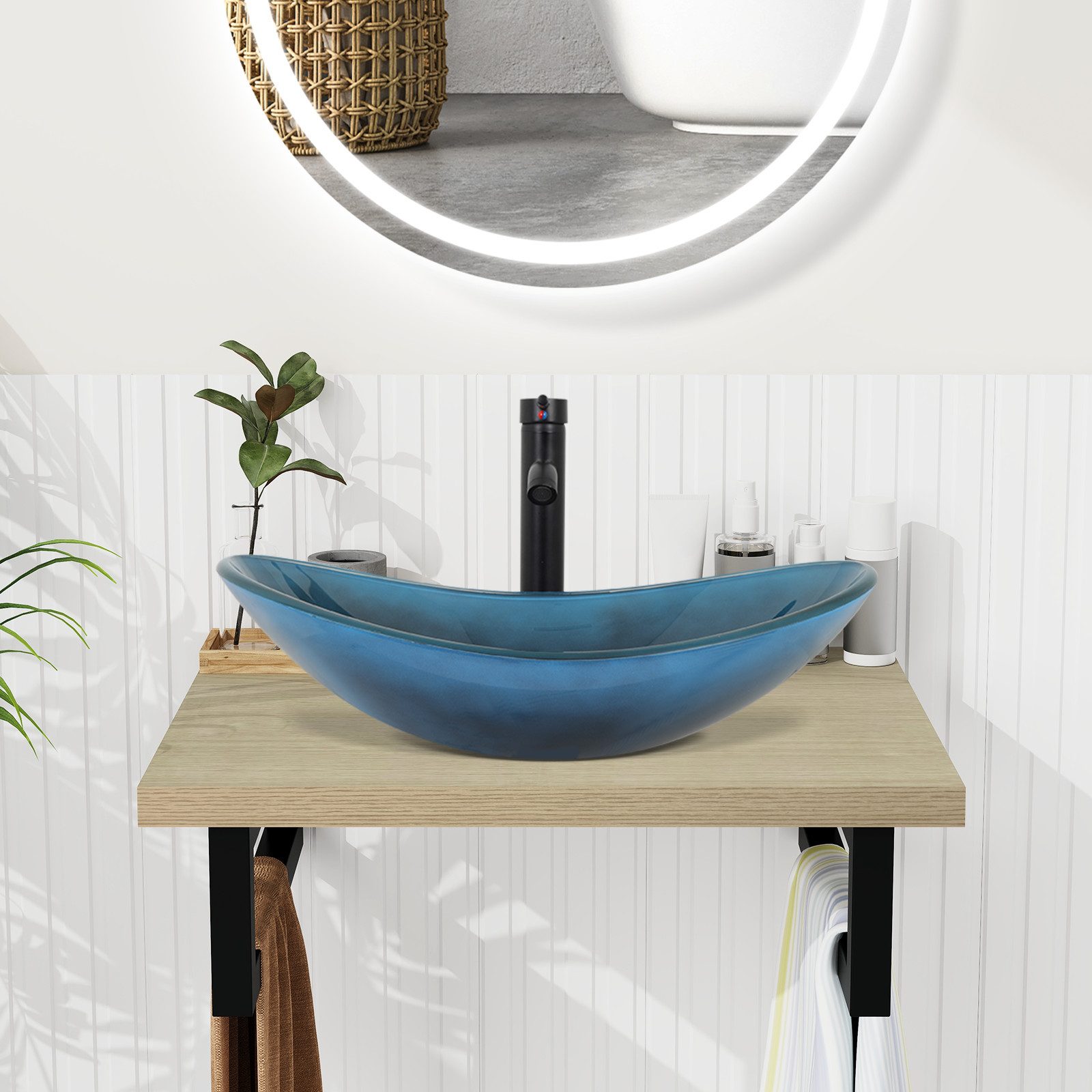 Puluomis Badmöbel-Set Badezimmerschrank Waschbeckenunterschrank Set, Wascht günstig online kaufen