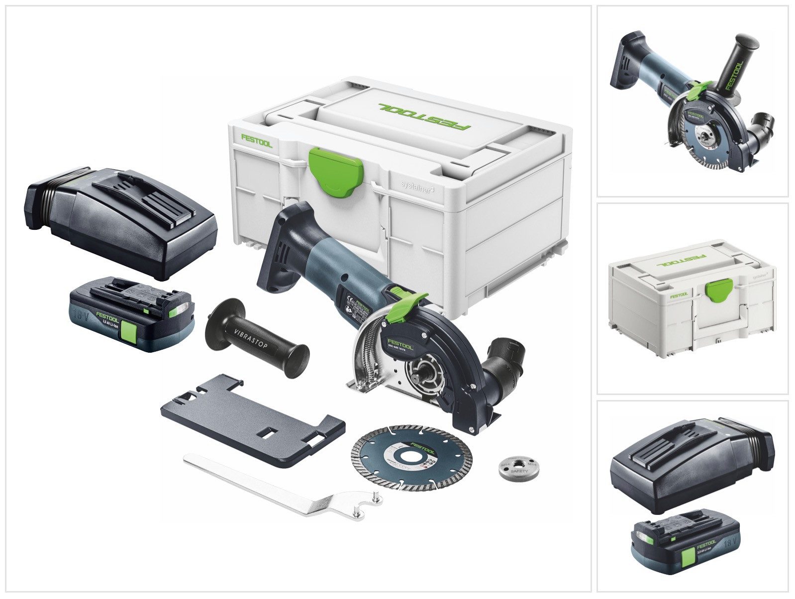 FESTOOL Winkelschleifer DSC-AGC 18-125 FH EB-Basic Akku Freihandtrennsystem 18 V 125 mm Brush