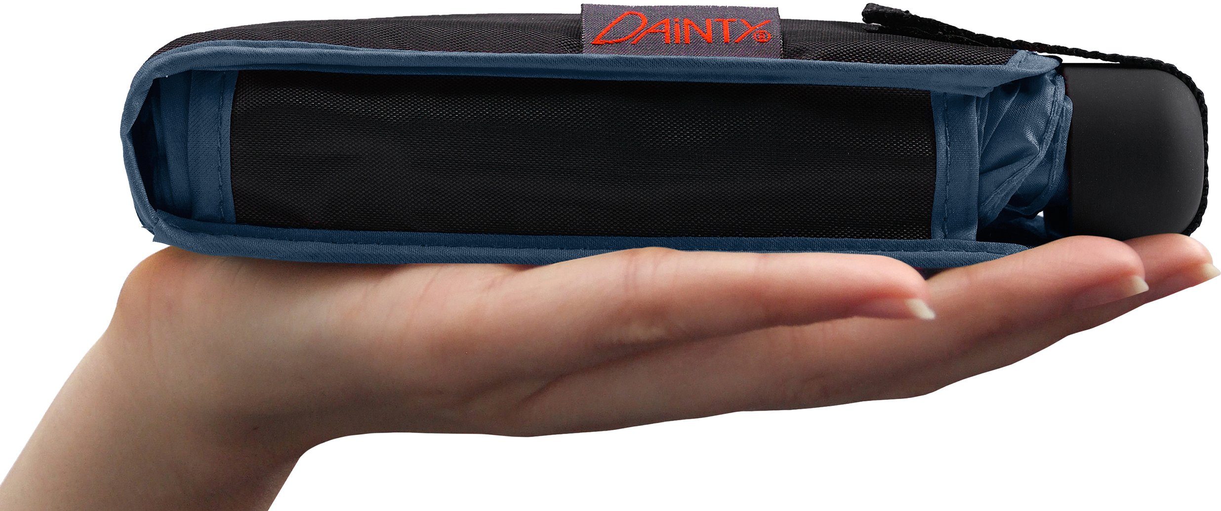 EuroSCHIRM® Taschenregenschirm Dainty, marineblau, kurz flach und extra